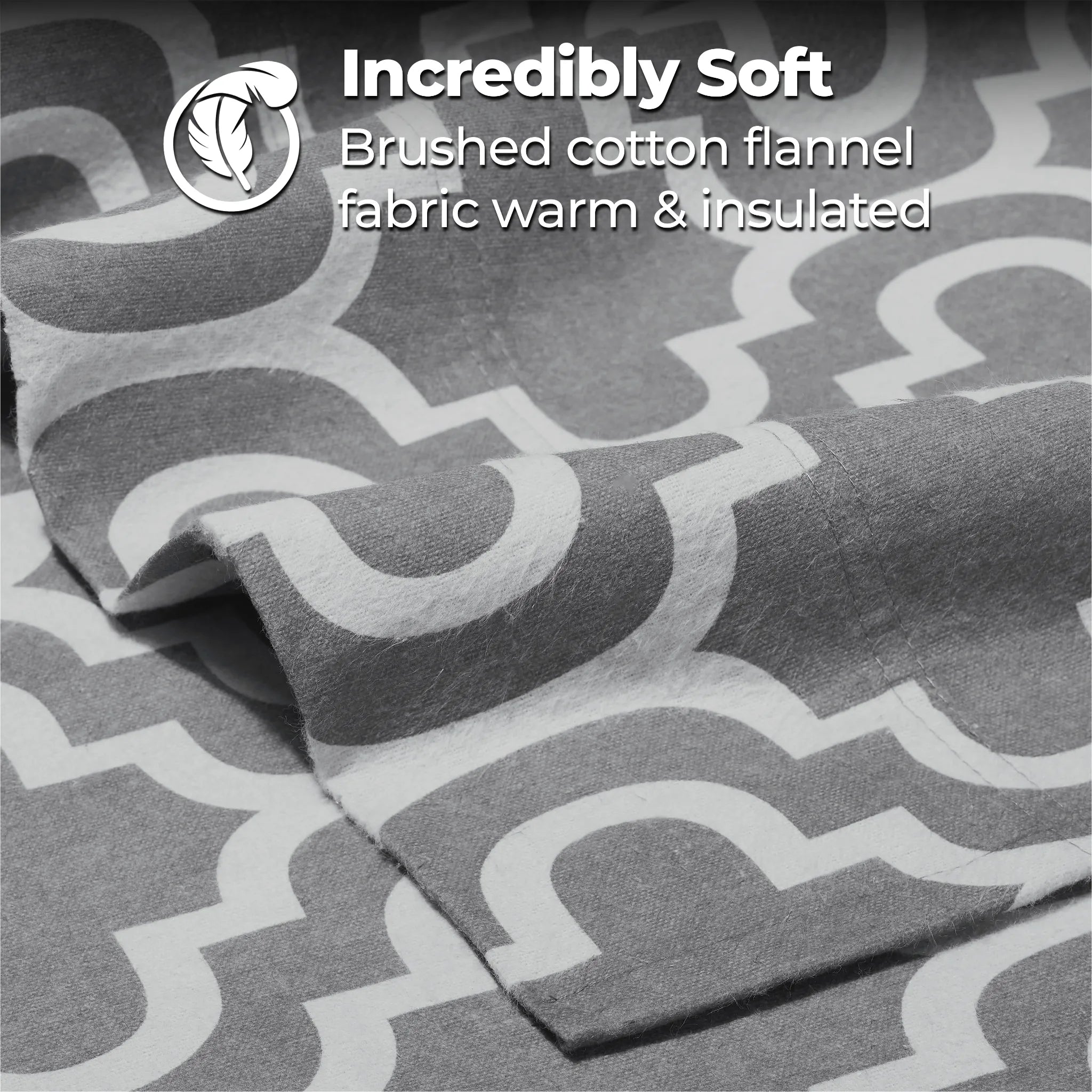 100% Cotton Flannel Bed Sheet Set Trellis Deep Pocket - Sheet Set by Superior Brand