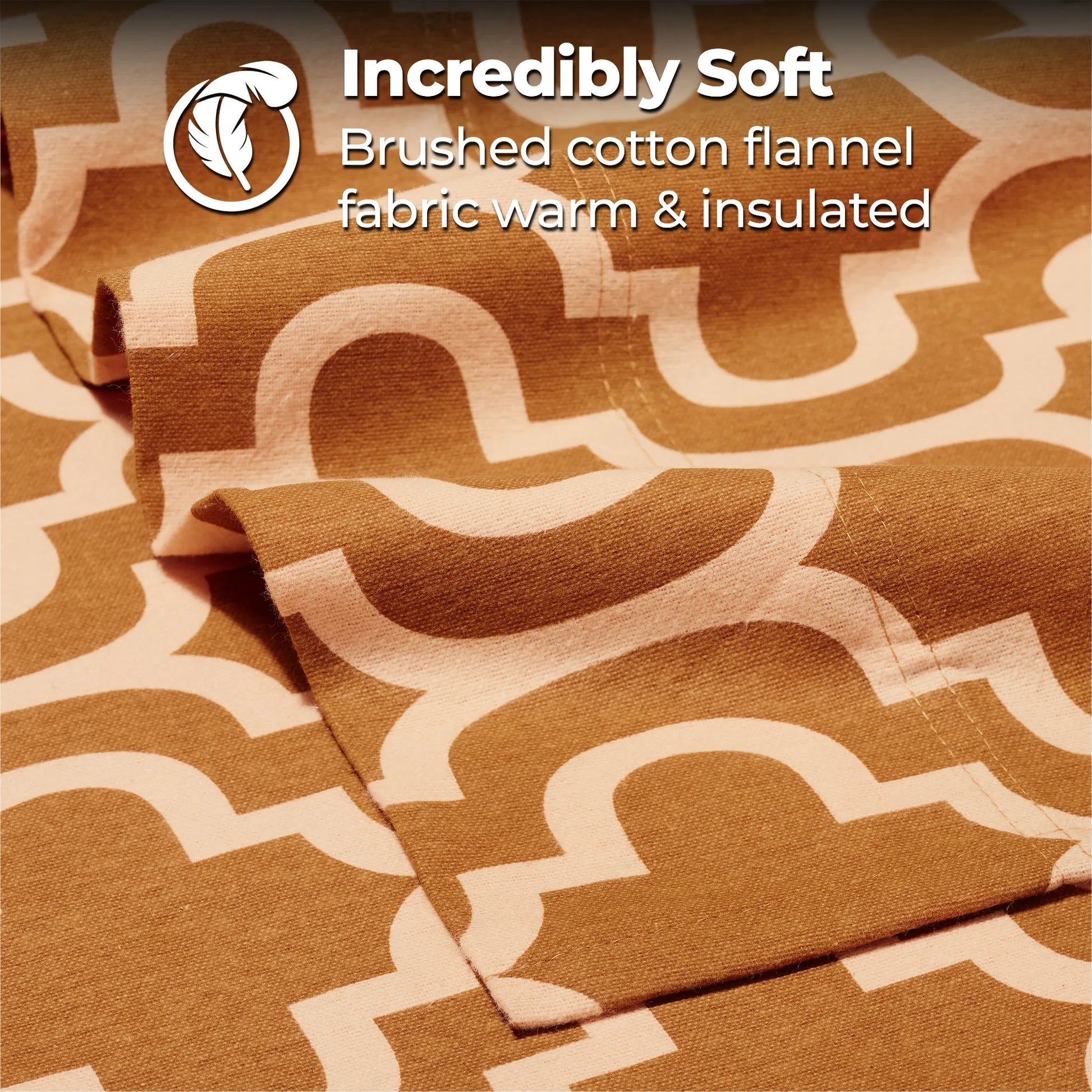 100% Cotton Flannel Bed Sheet Set Trellis Deep Pocket - Sheet Set by Superior Brand