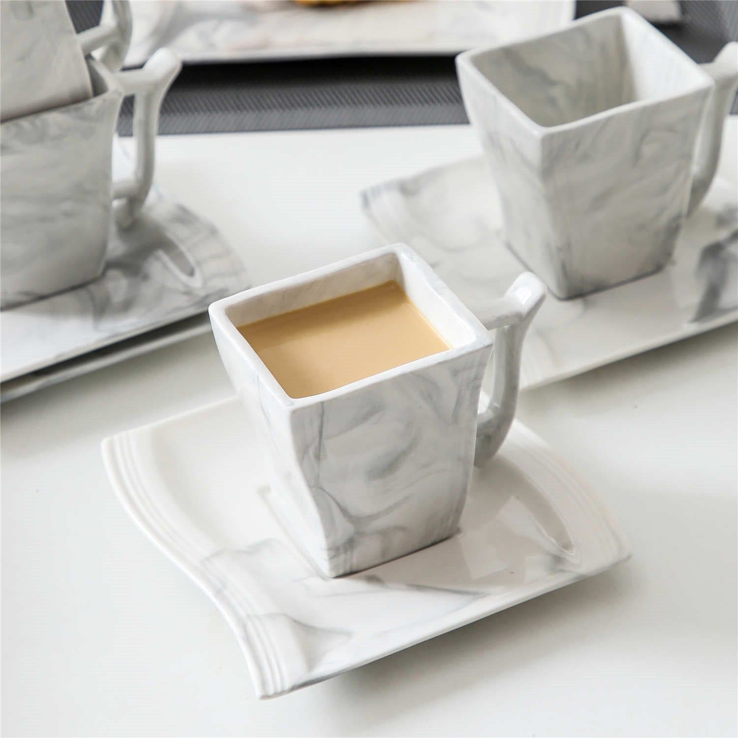 Flora Marble Grey 18 Piece Coffee Set