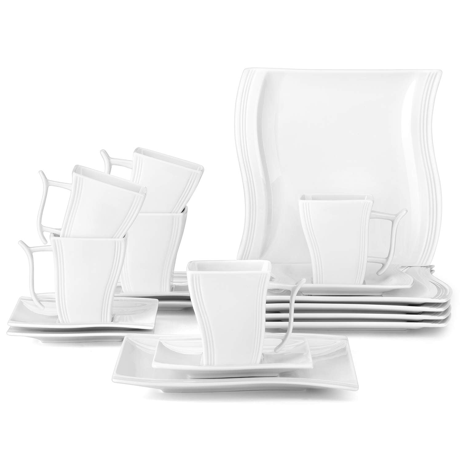 Flora Marble Grey 18 Piece Coffee Set