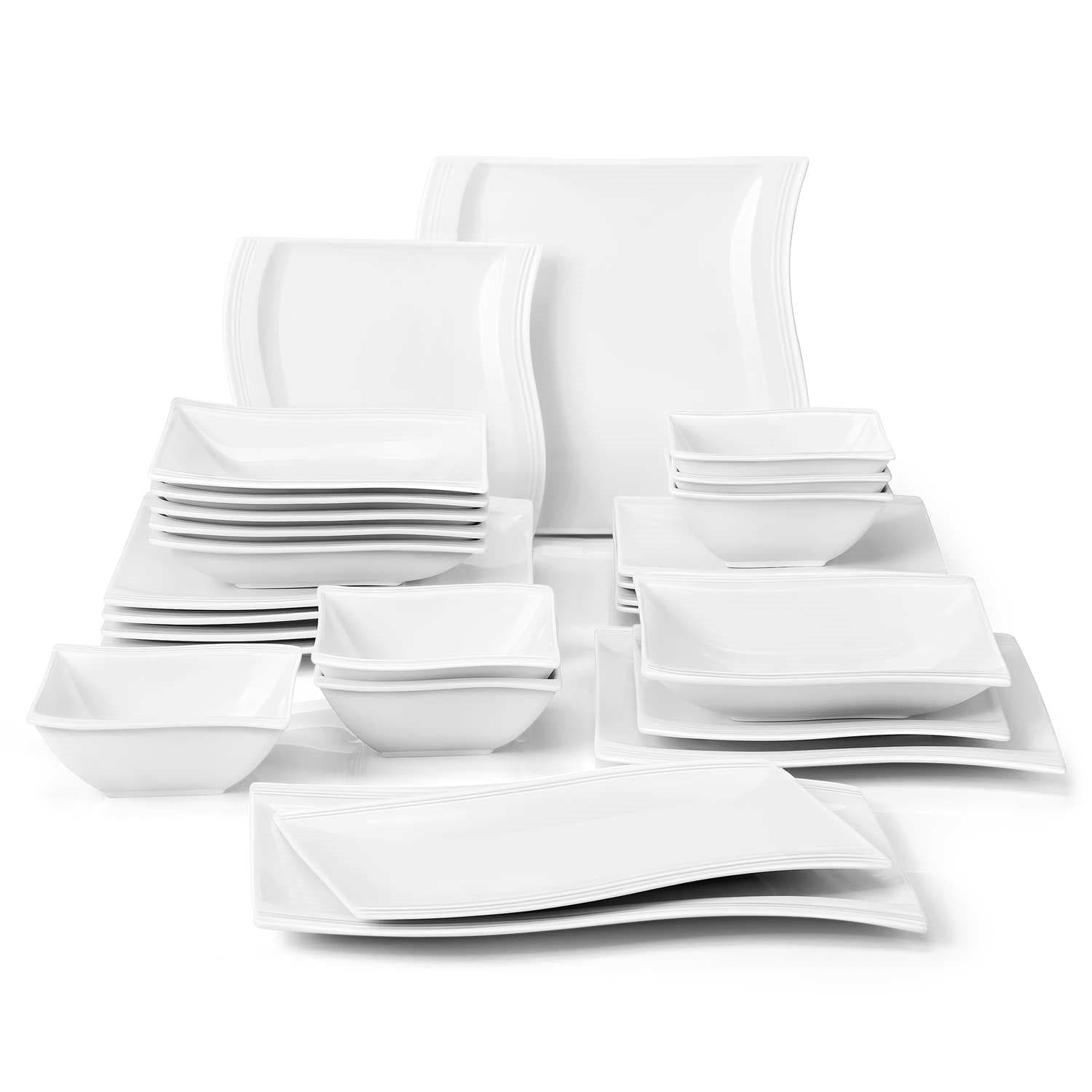Flora Marble Blue 26 Piece Dinnerware Set