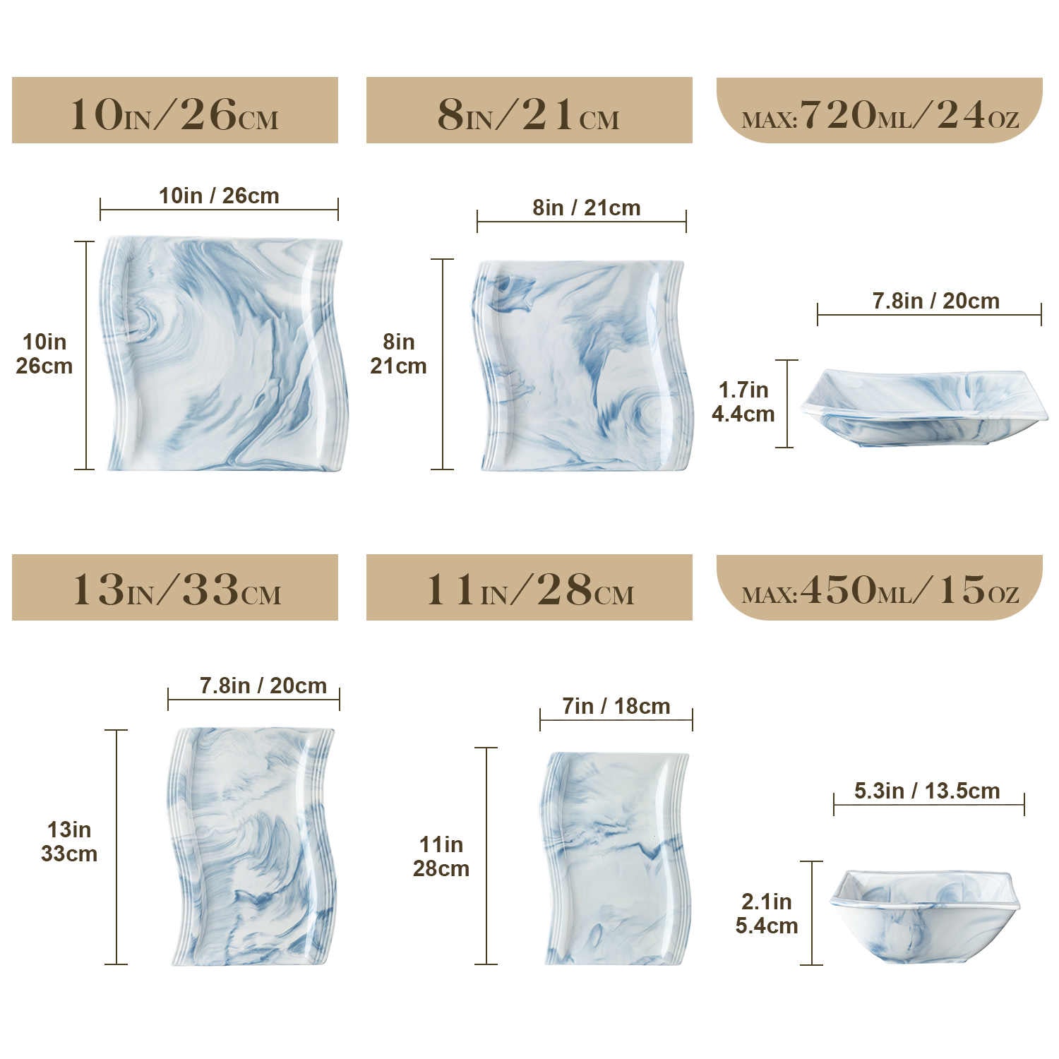 Flora Marble Grey 26 Piece Dinnerware Set