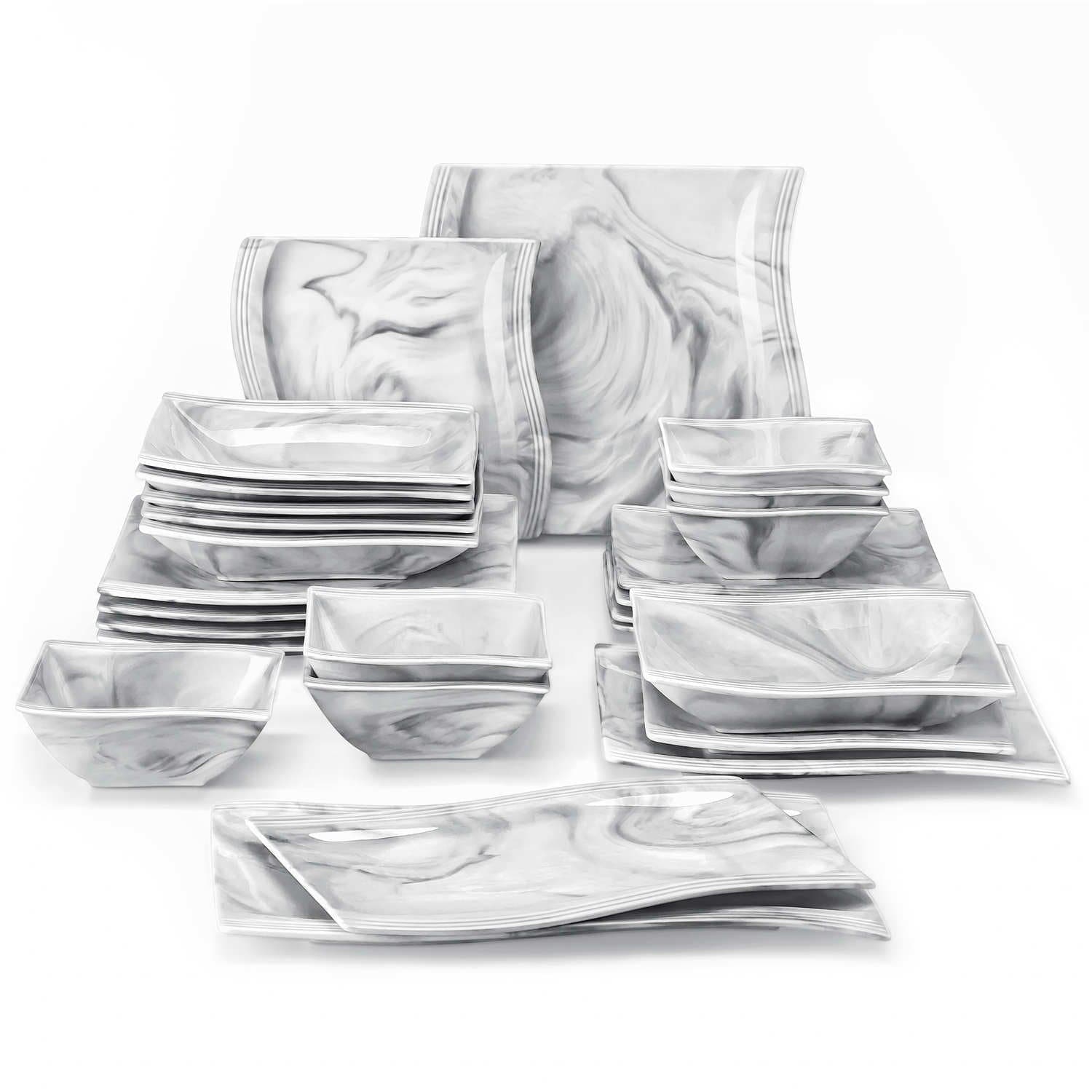 Flora Marble Pink 26 Piece Dinnerware Set