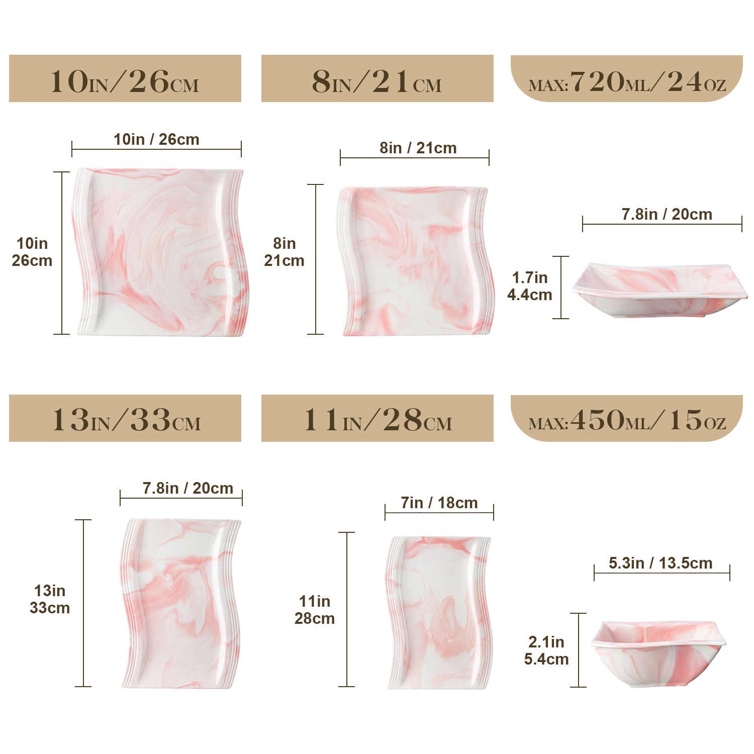 Flora Marble Pink 26 Piece Dinnerware Set