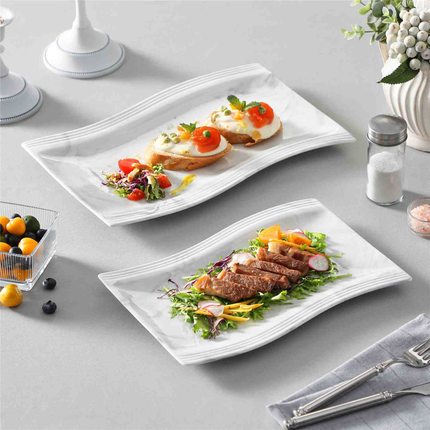 Flora Marble Grey Platters Set of 2