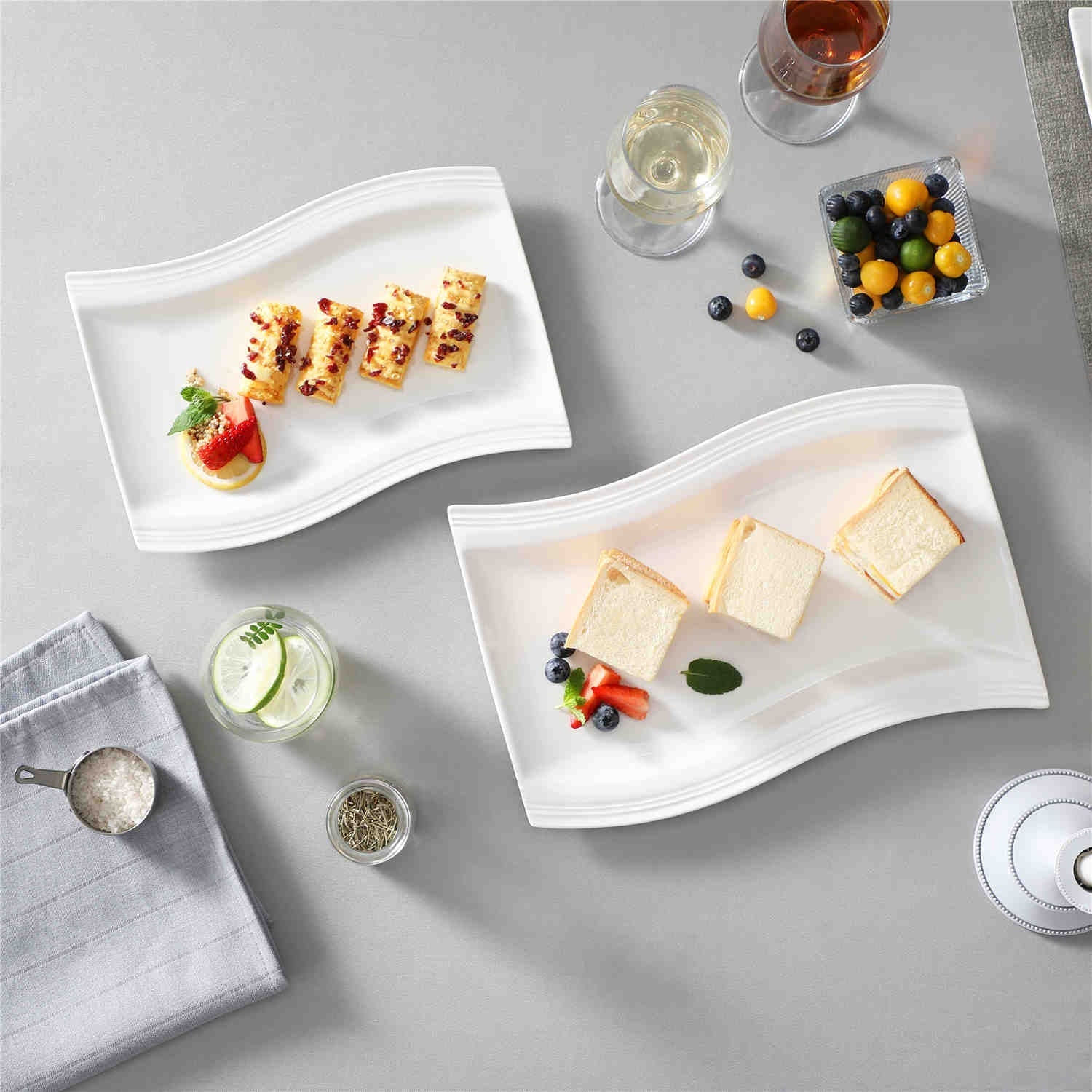 Flora Marble Grey Platters Set of 2