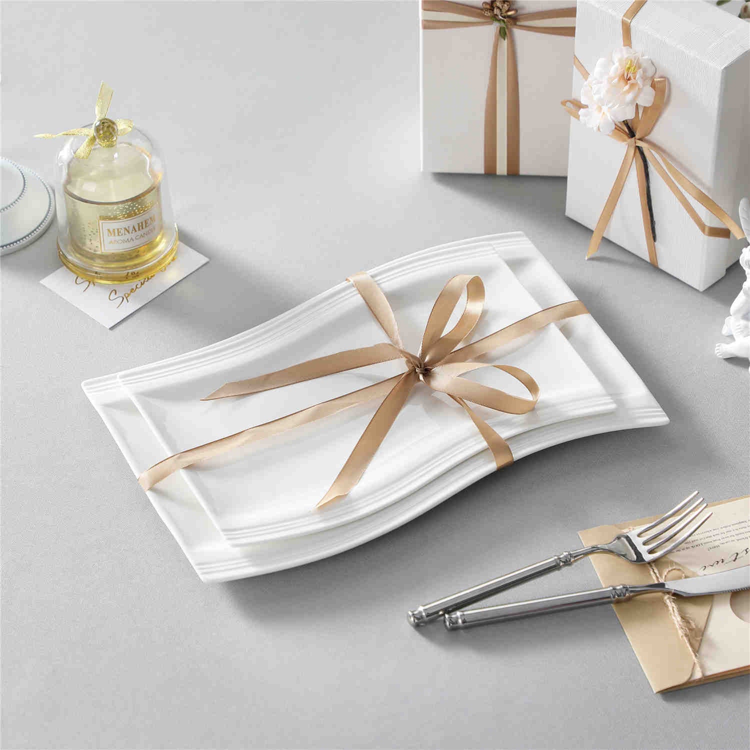 Flora Marble Grey Platters Set of 2