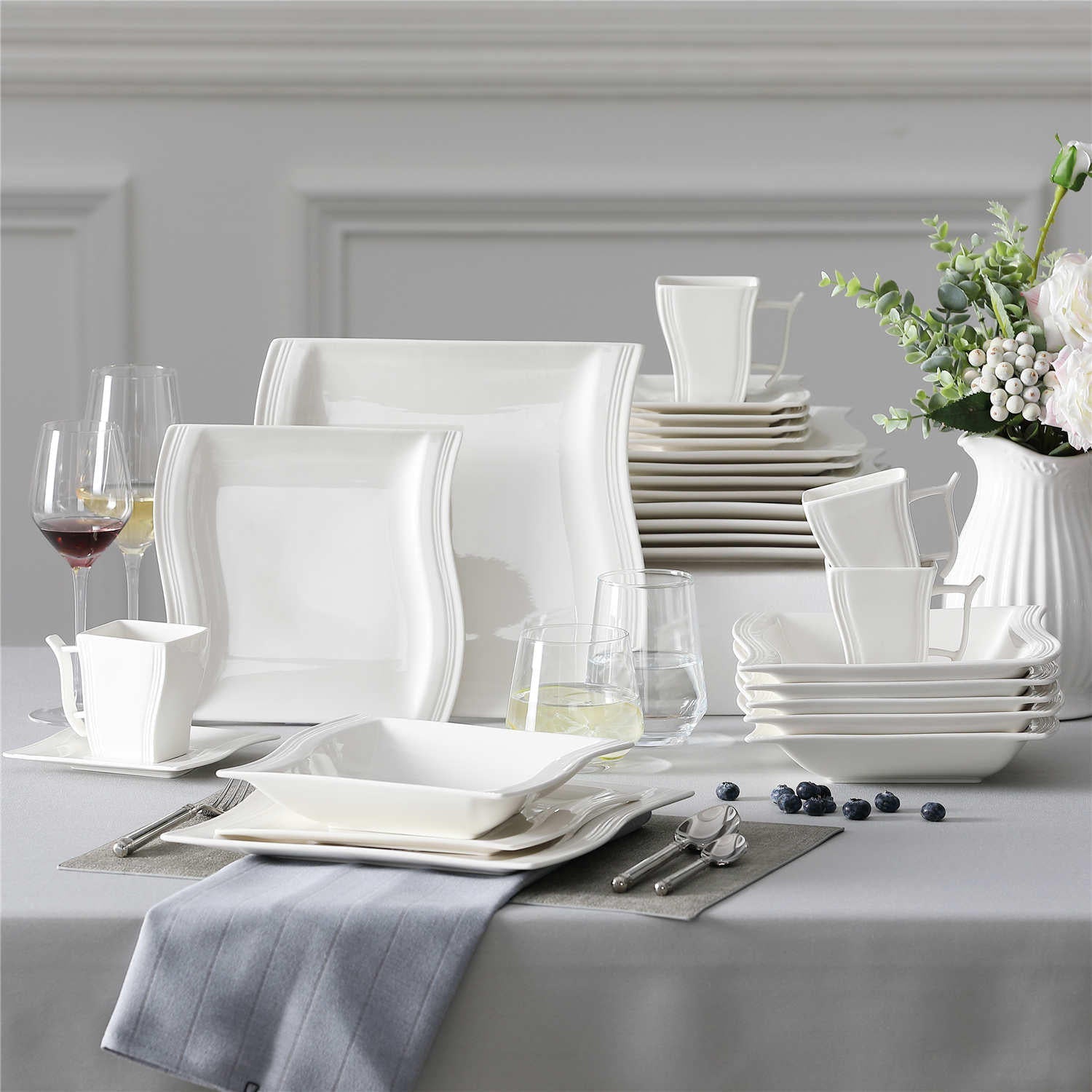 Flora Marble Pink 30 Piece Dinnerware Set