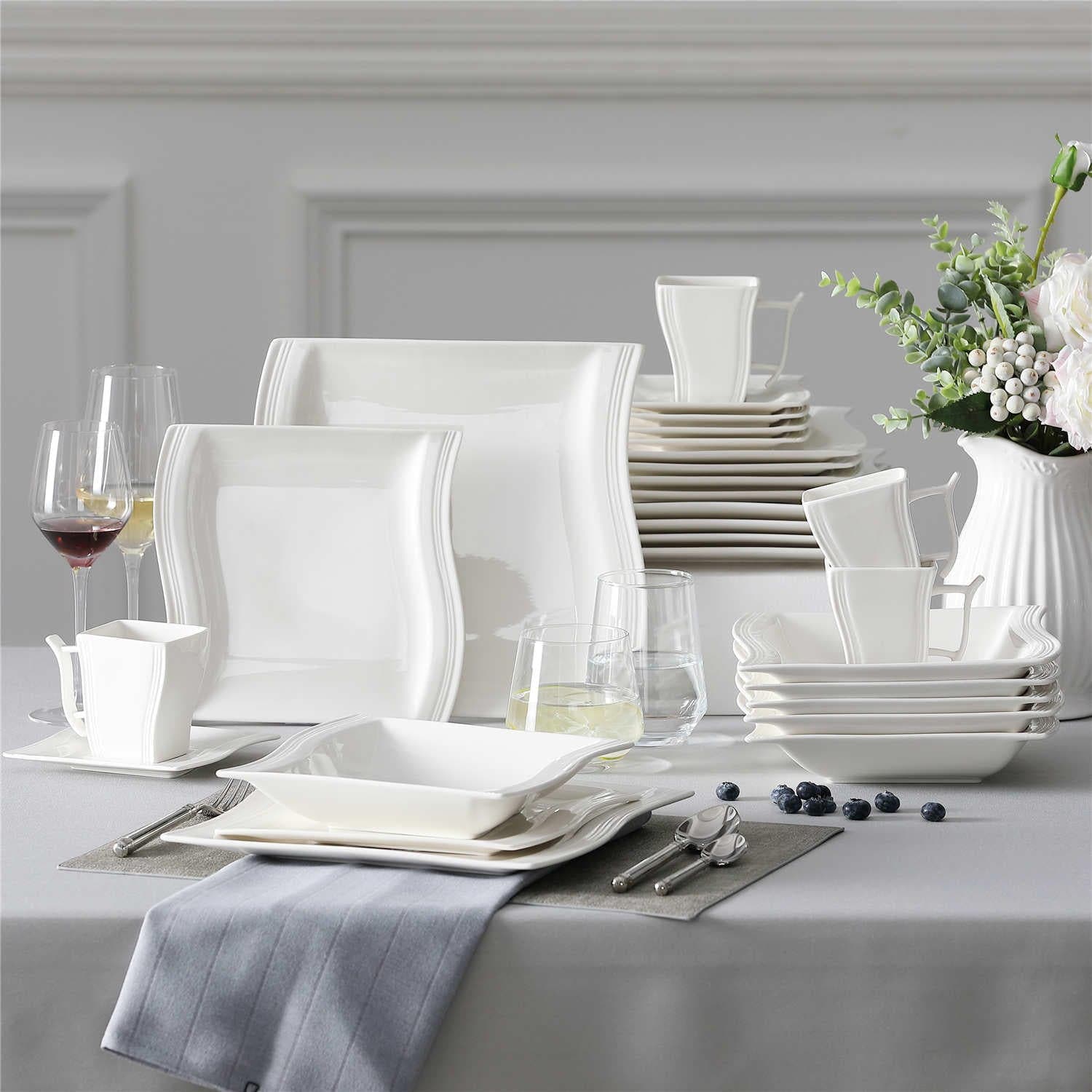 Flora Marble Grey 30 Piece Dinnerware Set