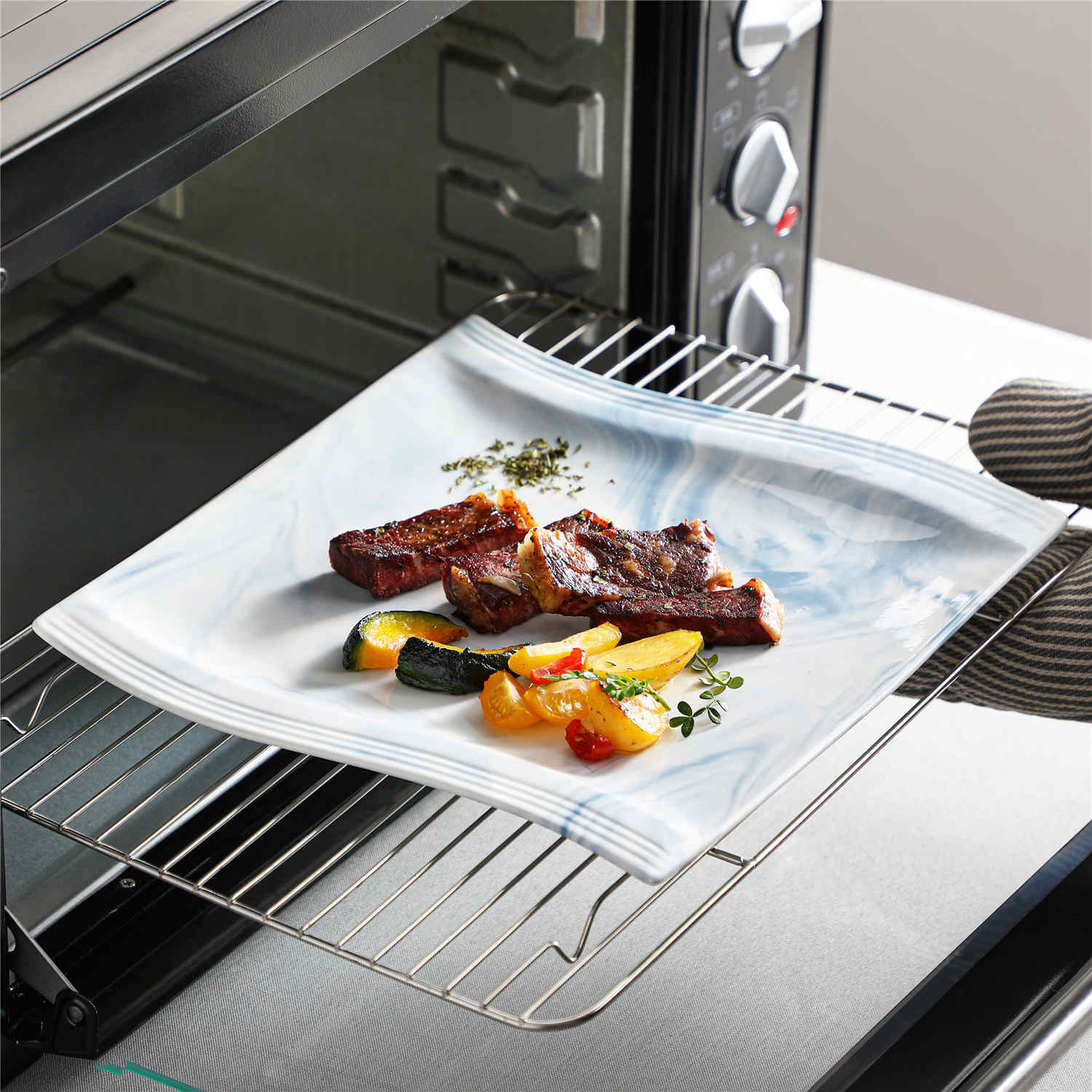 Flora Marble Grey 30 Piece Dinnerware Set