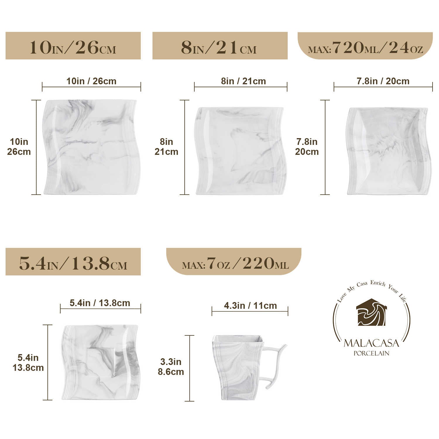 Flora Marble Blue 30 Piece Dinnerware Set