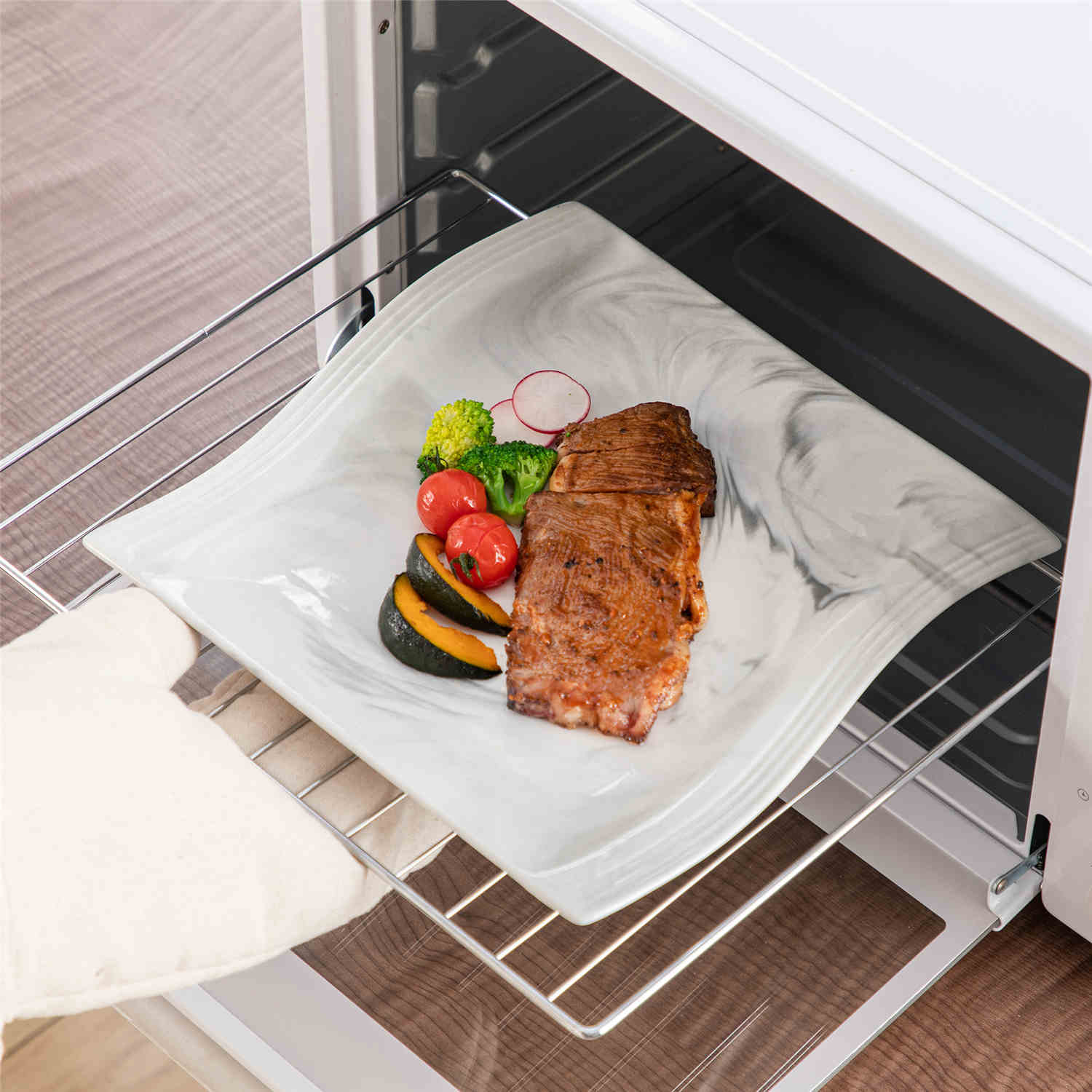 Flora Marble Grey 36 Piece Dinnerware Set