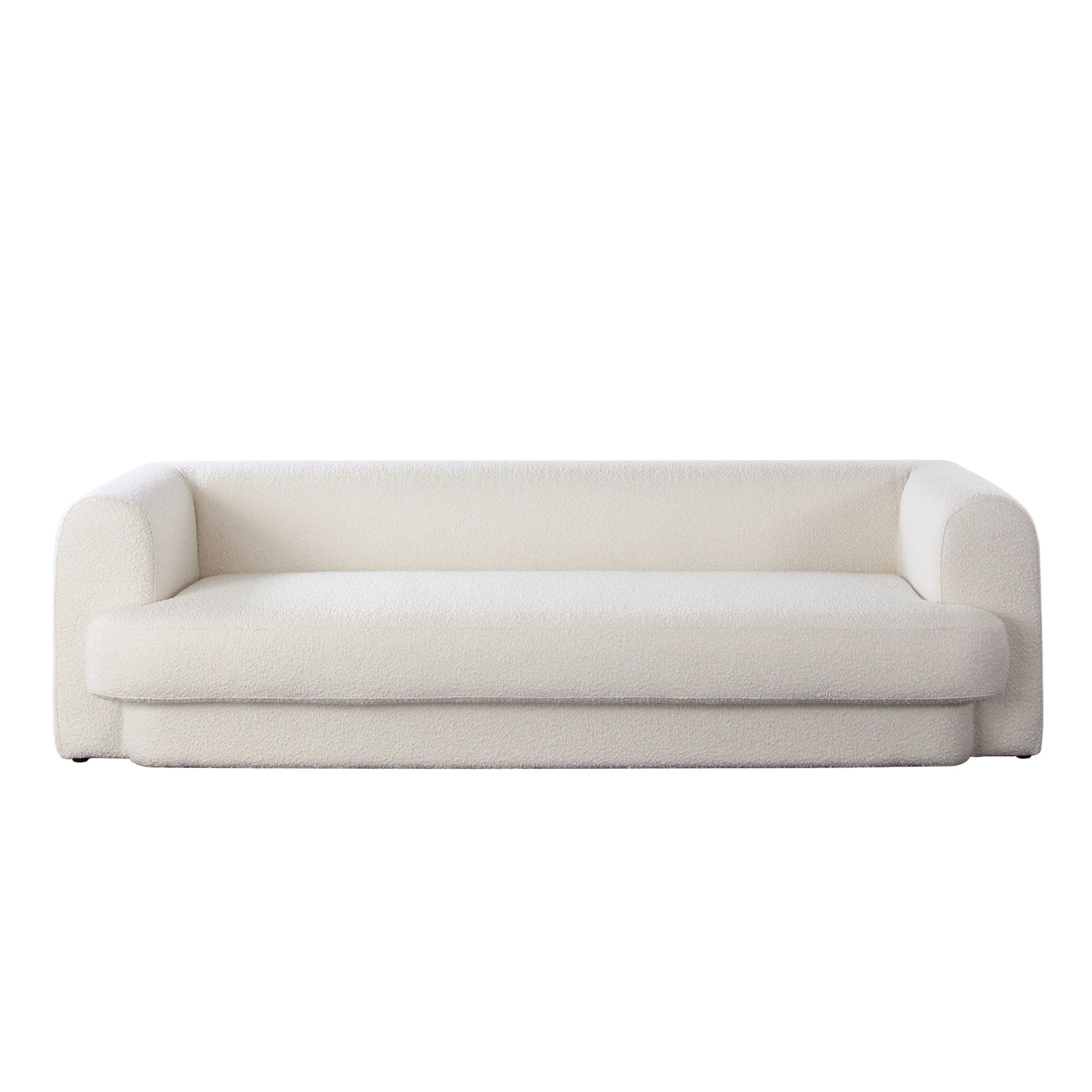 Form Sofa in Ivory Boucle Fabric w/ (2) Accent Pillow Balls by Diamond Sofa