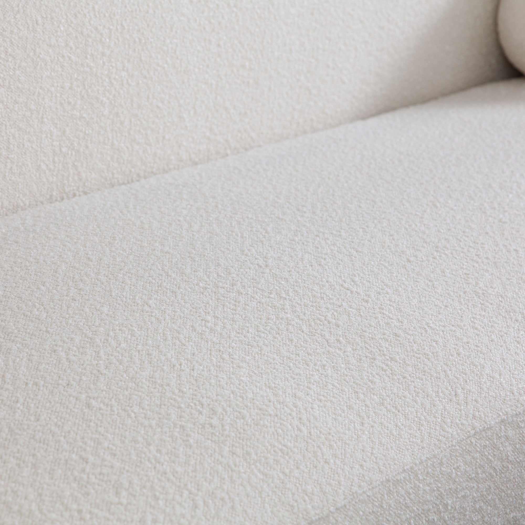 Form Sofa in Ivory Boucle Fabric w/ (2) Accent Pillow Balls by Diamond Sofa