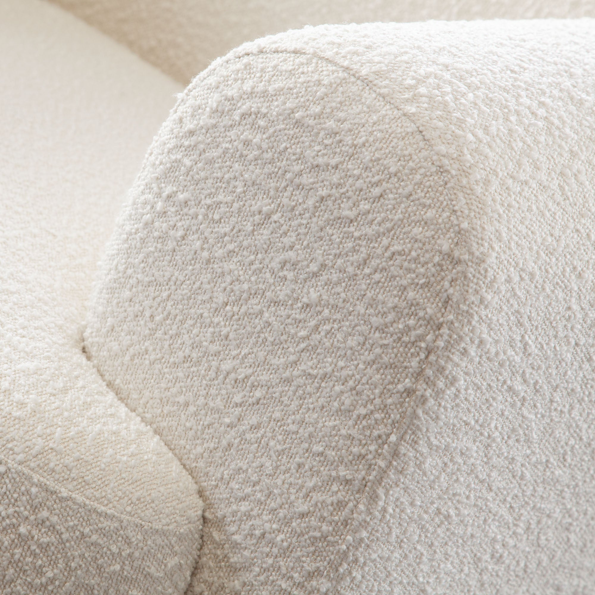 Form Sofa in Ivory Boucle Fabric w/ (2) Accent Pillow Balls by Diamond Sofa