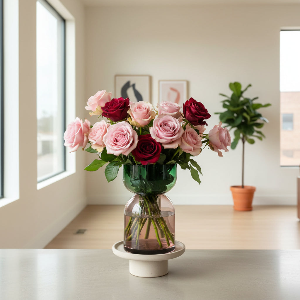 Flip Medium Pink and Green Vase