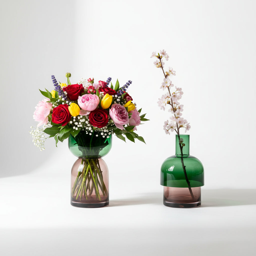 Flip Medium Pink and Green Vase