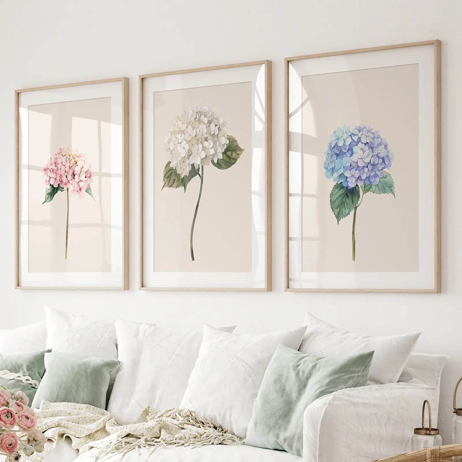 Minimalist Botanical Hydrangea Art Poster Decor