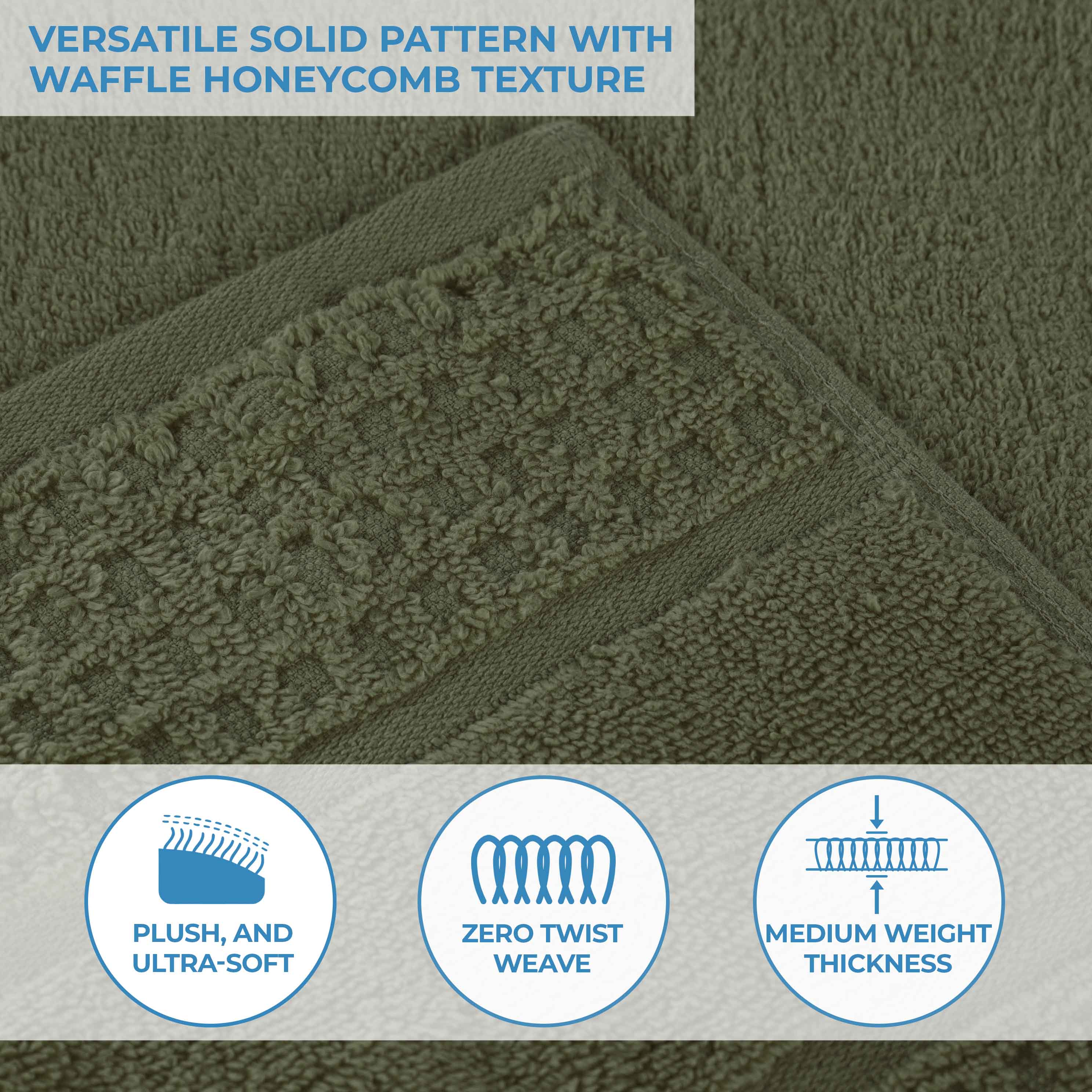 Napa Zero Twist Cotton Solid Waffle Honeycomb Bath Towel Set of 3 - Bath Towel by Superior Brand