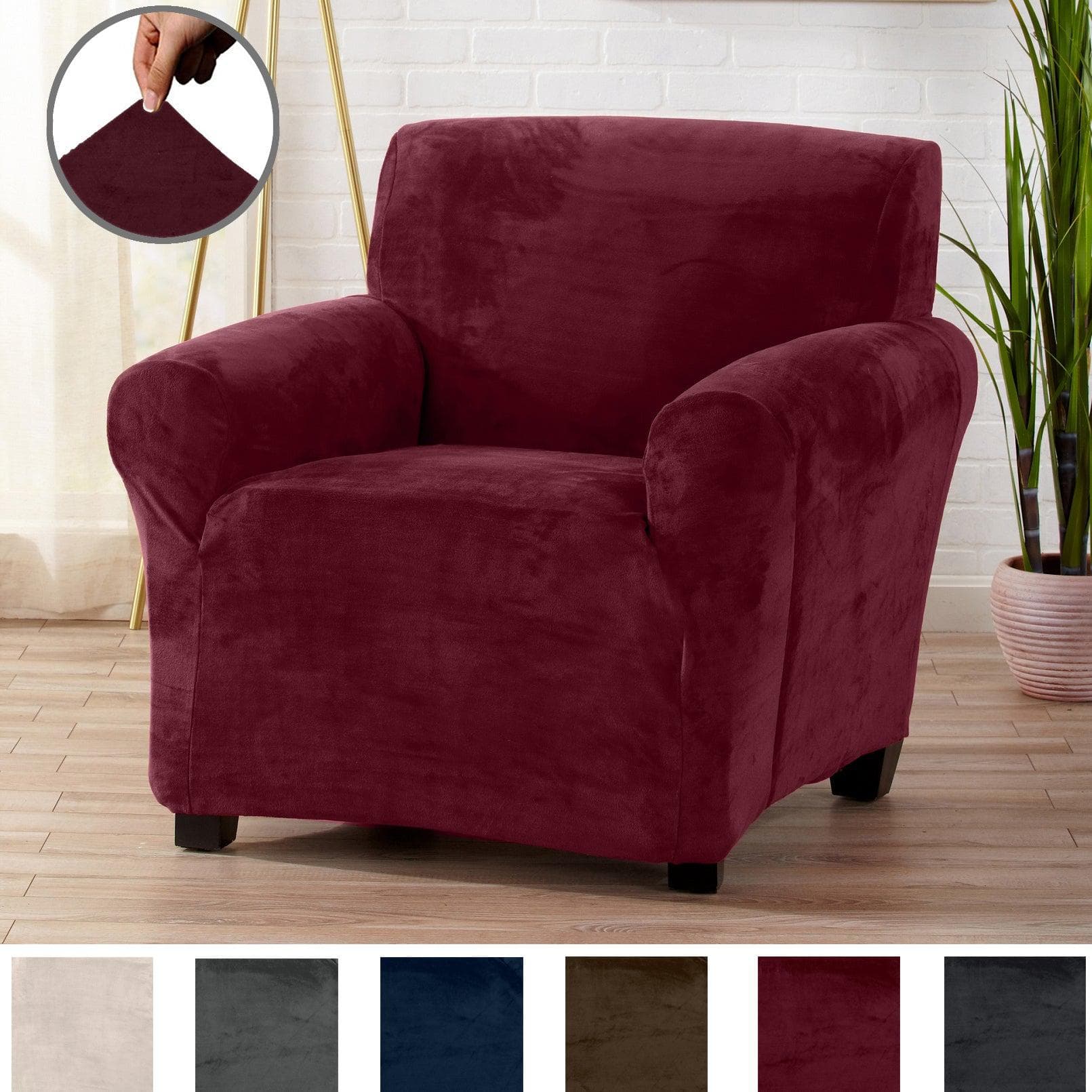 Velvet Stretch Slipcover - Gale Collection - Best Buy Furniture