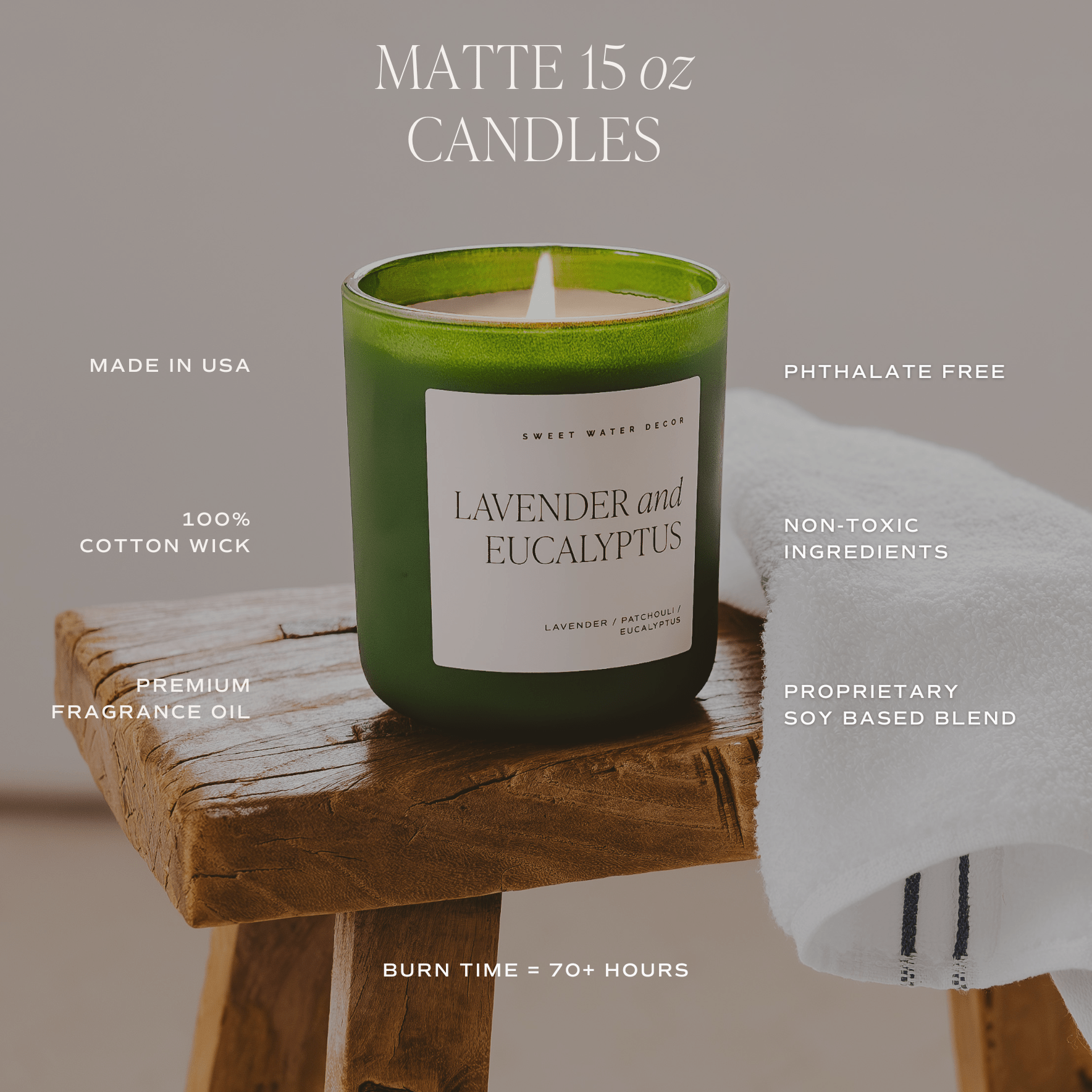 Farmers Market Soy Candle - Green Matte Jar - 15 oz