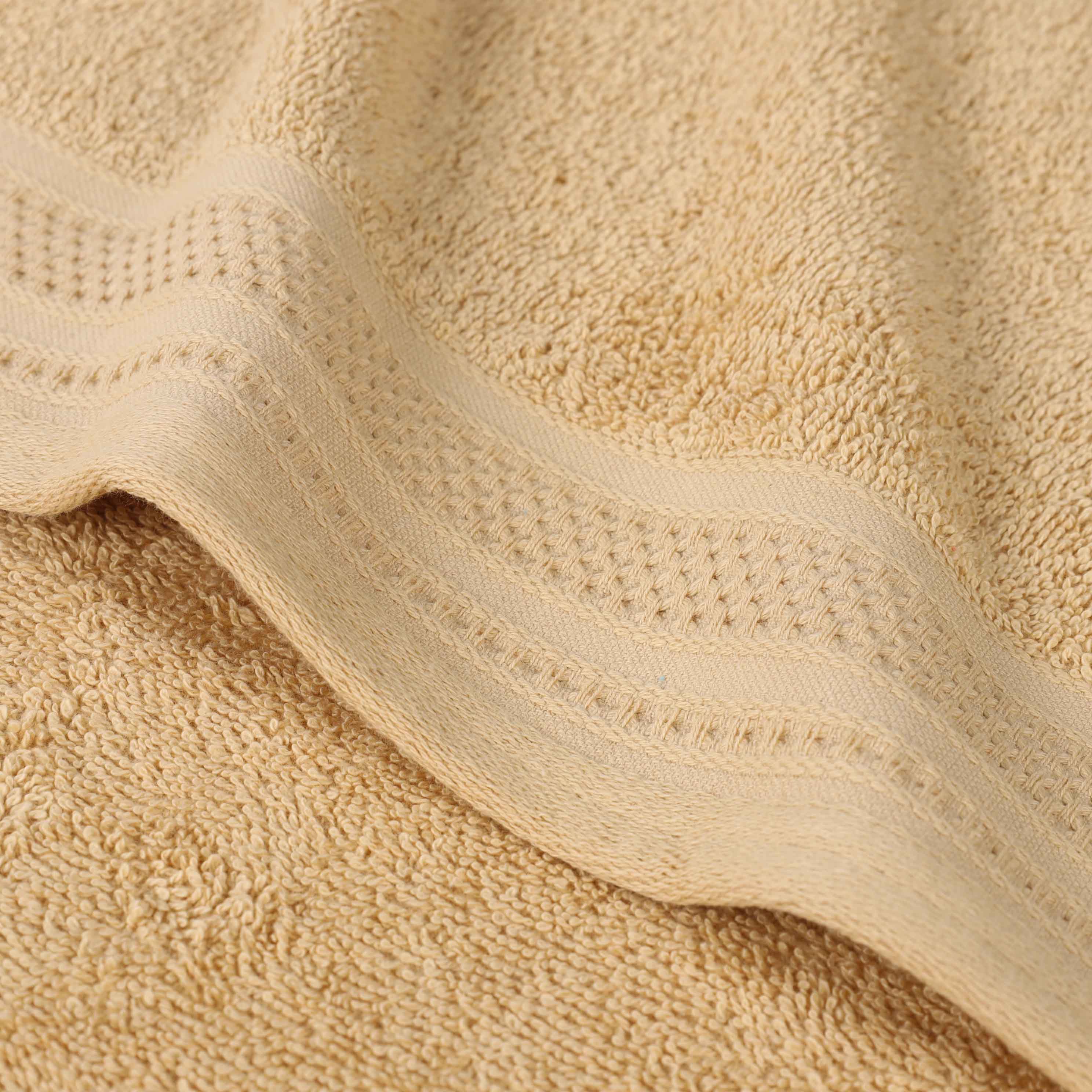 Honeycomb Textured Waffle Border Cotton Bath Towels, Set of 4 - Bath Towel by Superior Brand