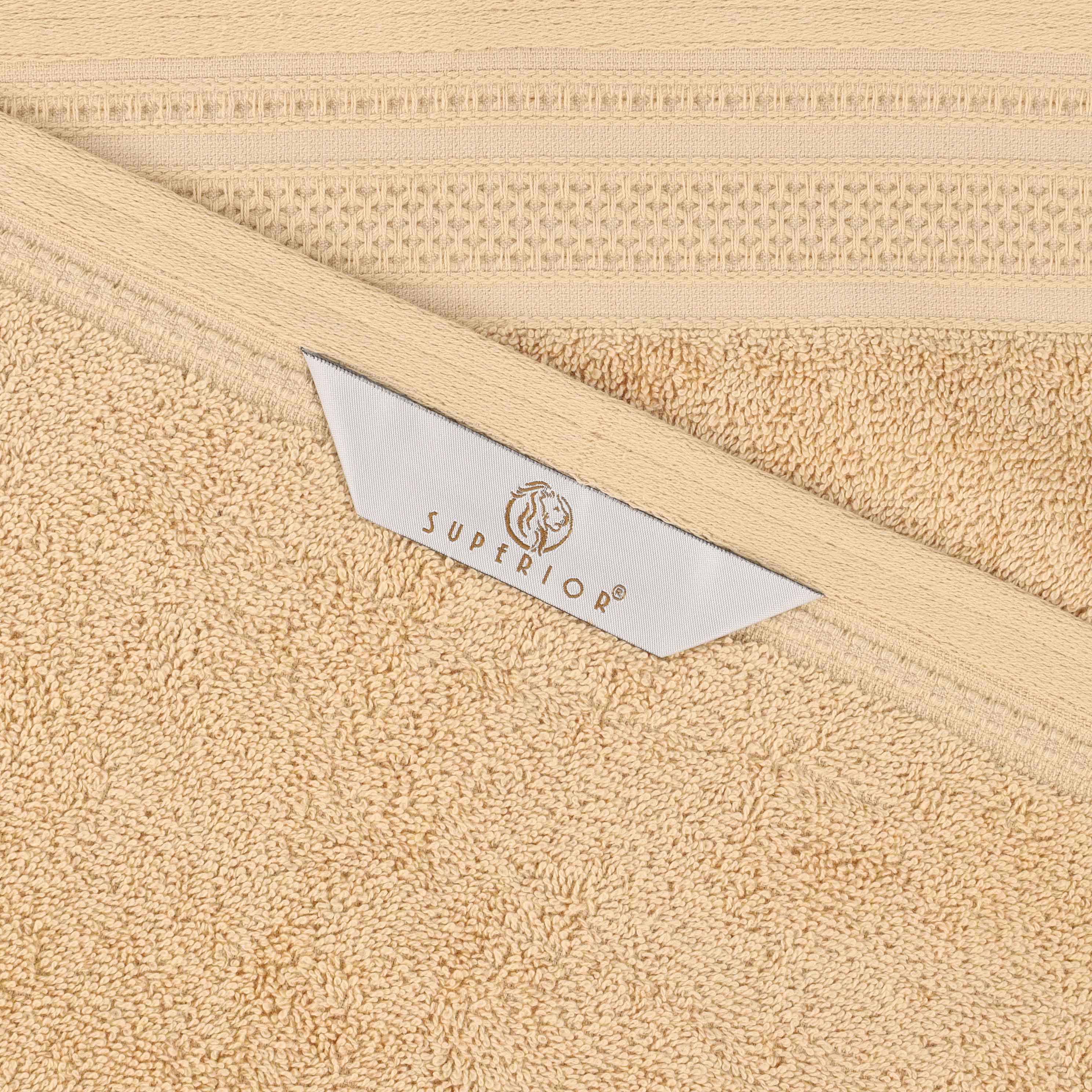 Honeycomb Textured Waffle Border Cotton Bath Towels, Set of 4 - Bath Towel by Superior Brand