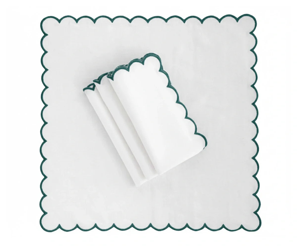 Green scallop napkins