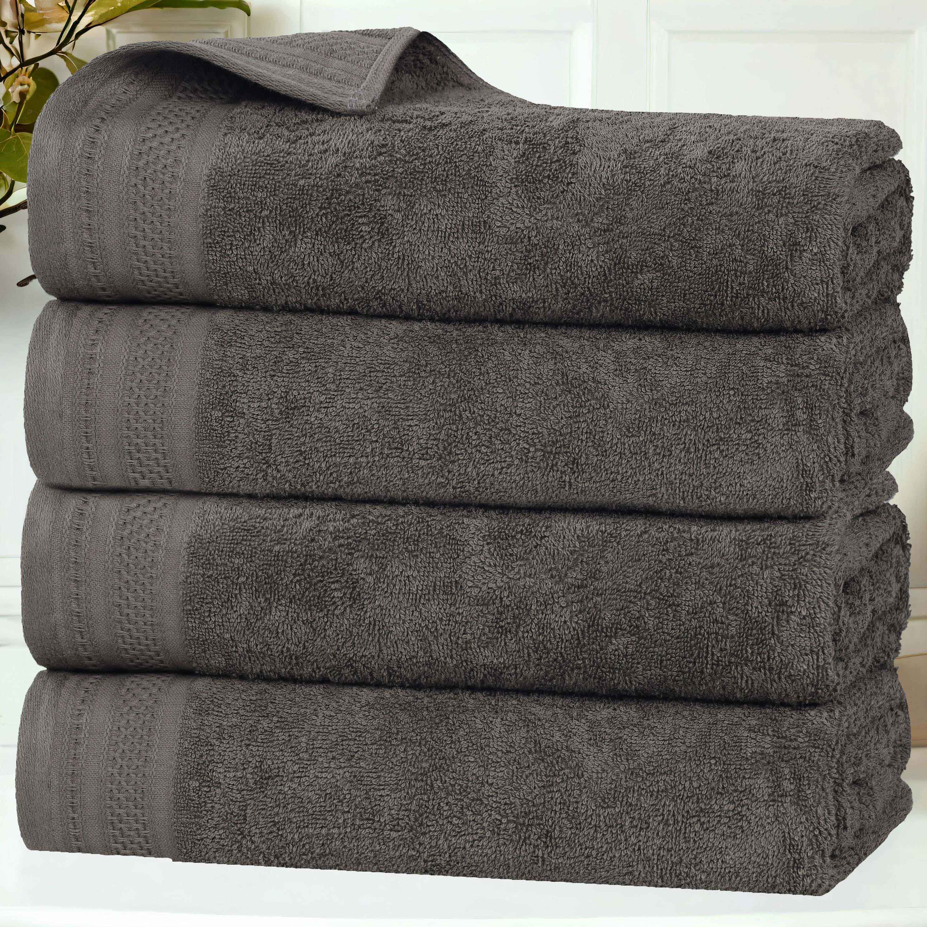 Honeycomb Textured Waffle Border Cotton Bath Towels, Set of 4 - Bath Towel by Superior Brand