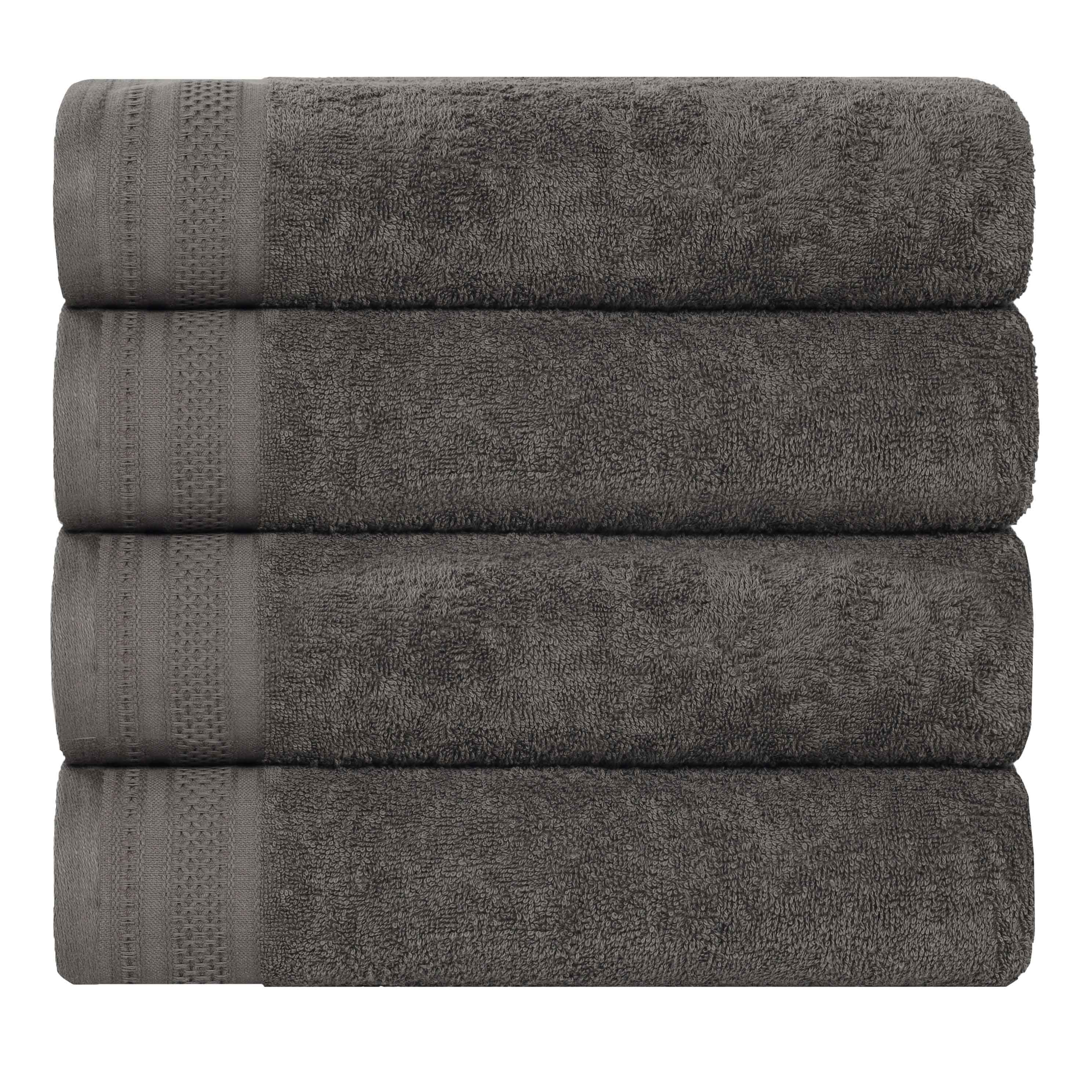 Honeycomb Textured Waffle Border Cotton Bath Towels, Set of 4 - Bath Towel by Superior Brand