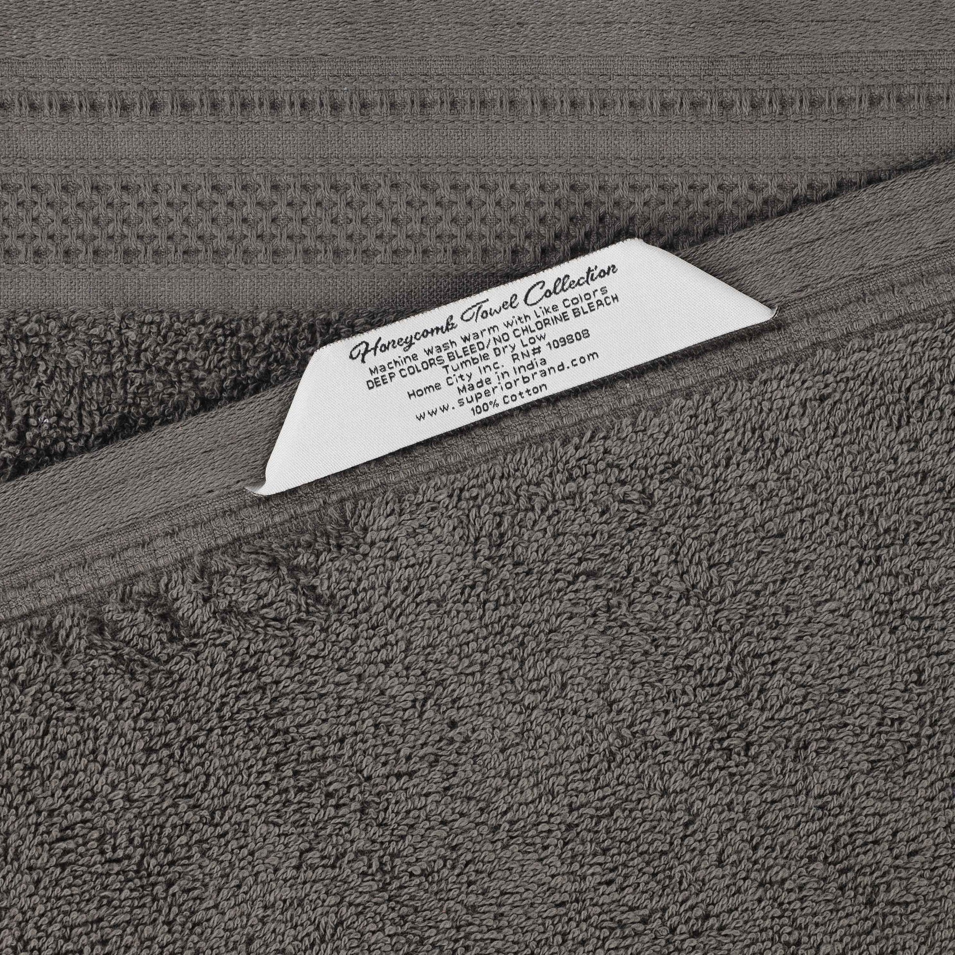 Honeycomb Textured Waffle Border Cotton Bath Towels, Set of 4 - Bath Towel by Superior Brand