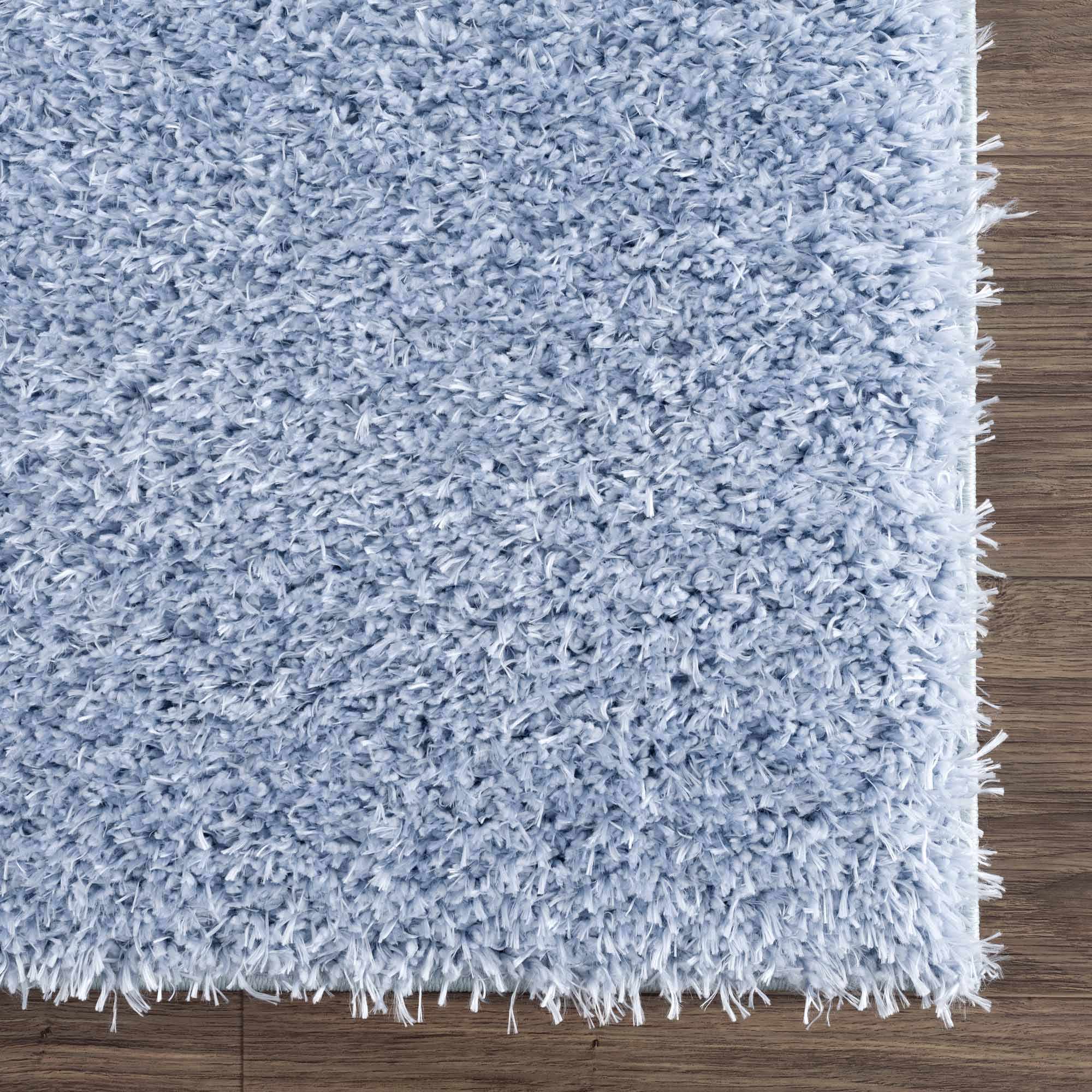 Faina Solid Aqua Shag Washable Area Rug - Clearance