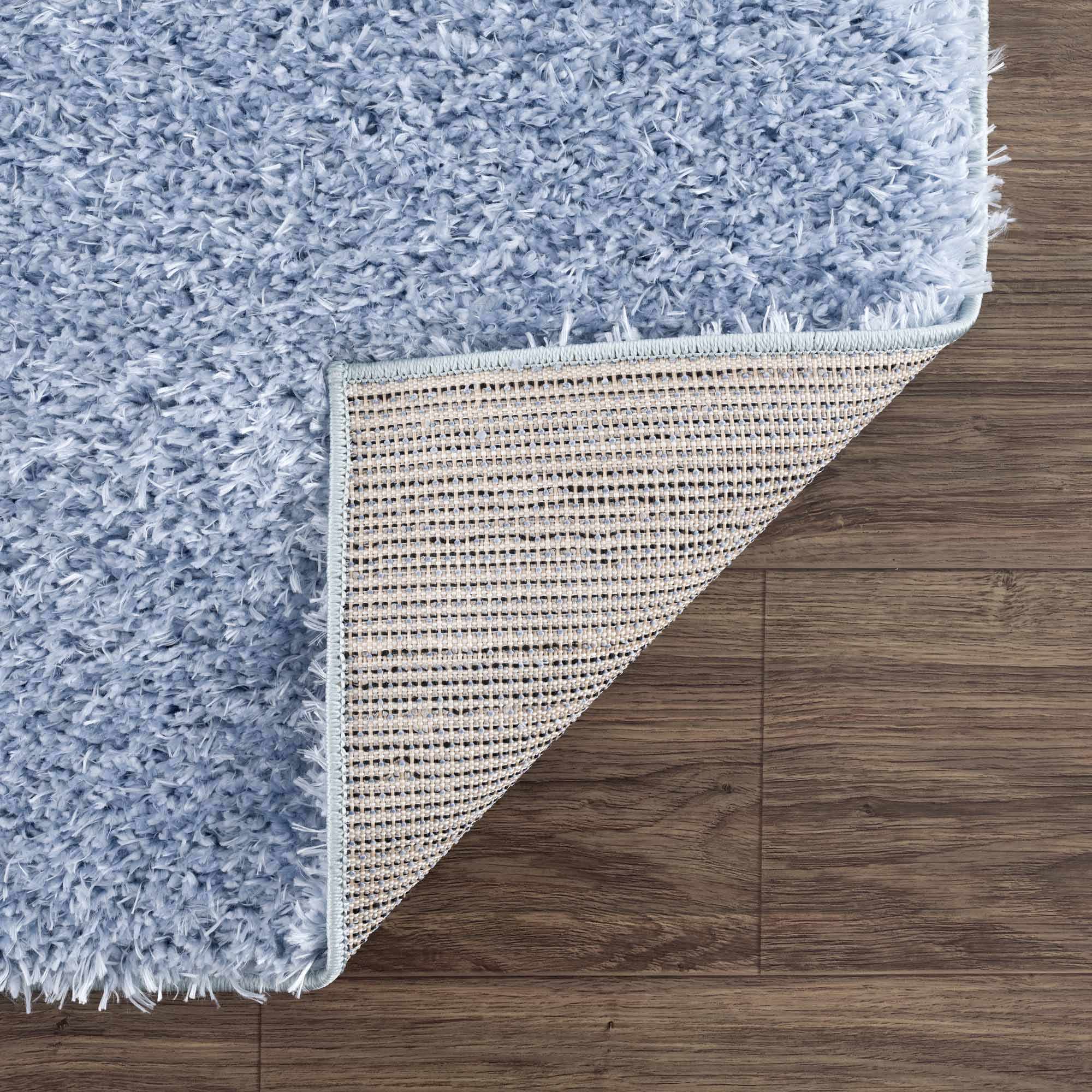 Faina Solid Aqua Shag Washable Area Rug - Clearance