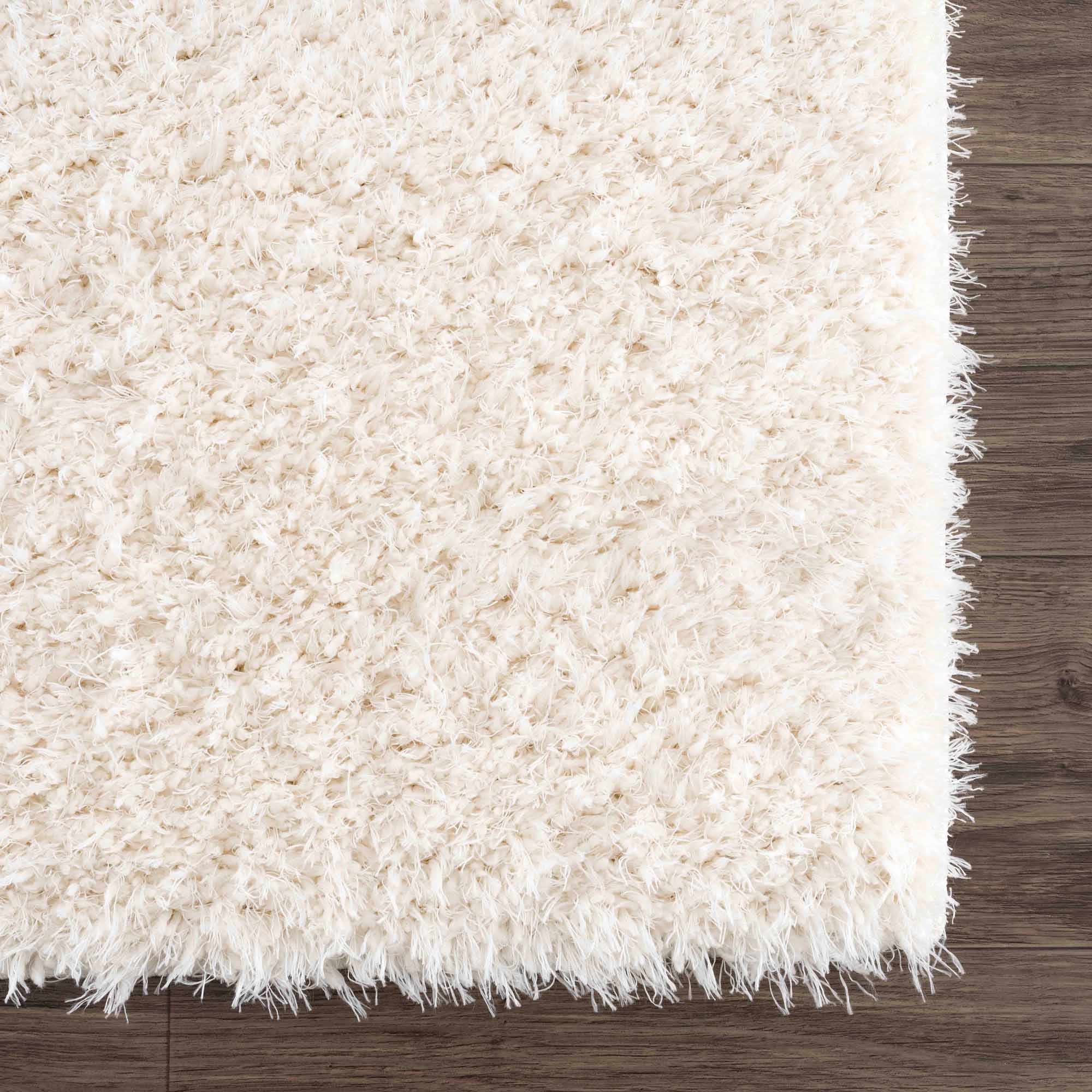 Faina Solid Cream Shag Washable Area Rug - Clearance