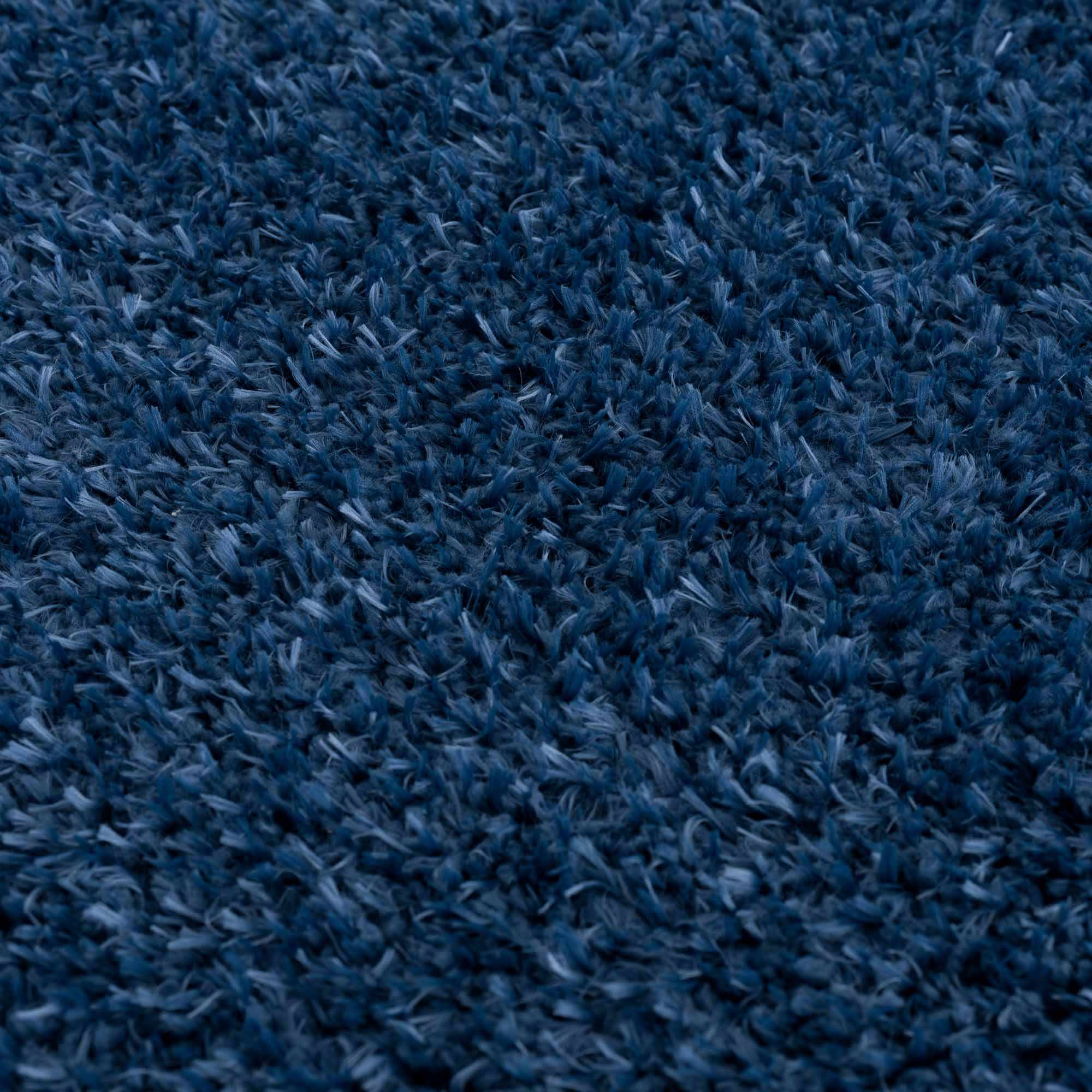 Faina Solid Dark Blue Shag Washable Area Rug - Clearance