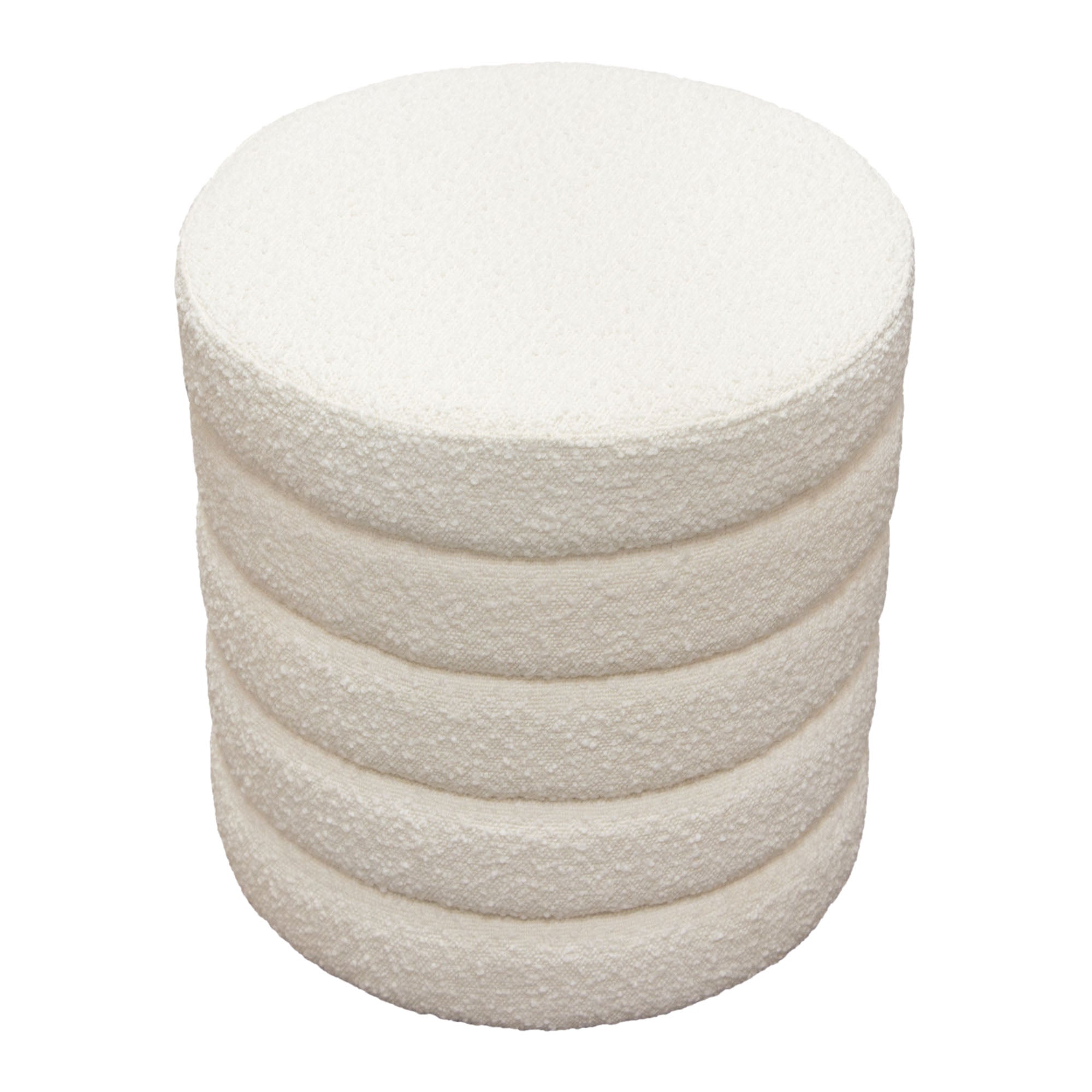 Helix Round Accent Ottoman in Ivory Boucle fabric by Diamond Sofa