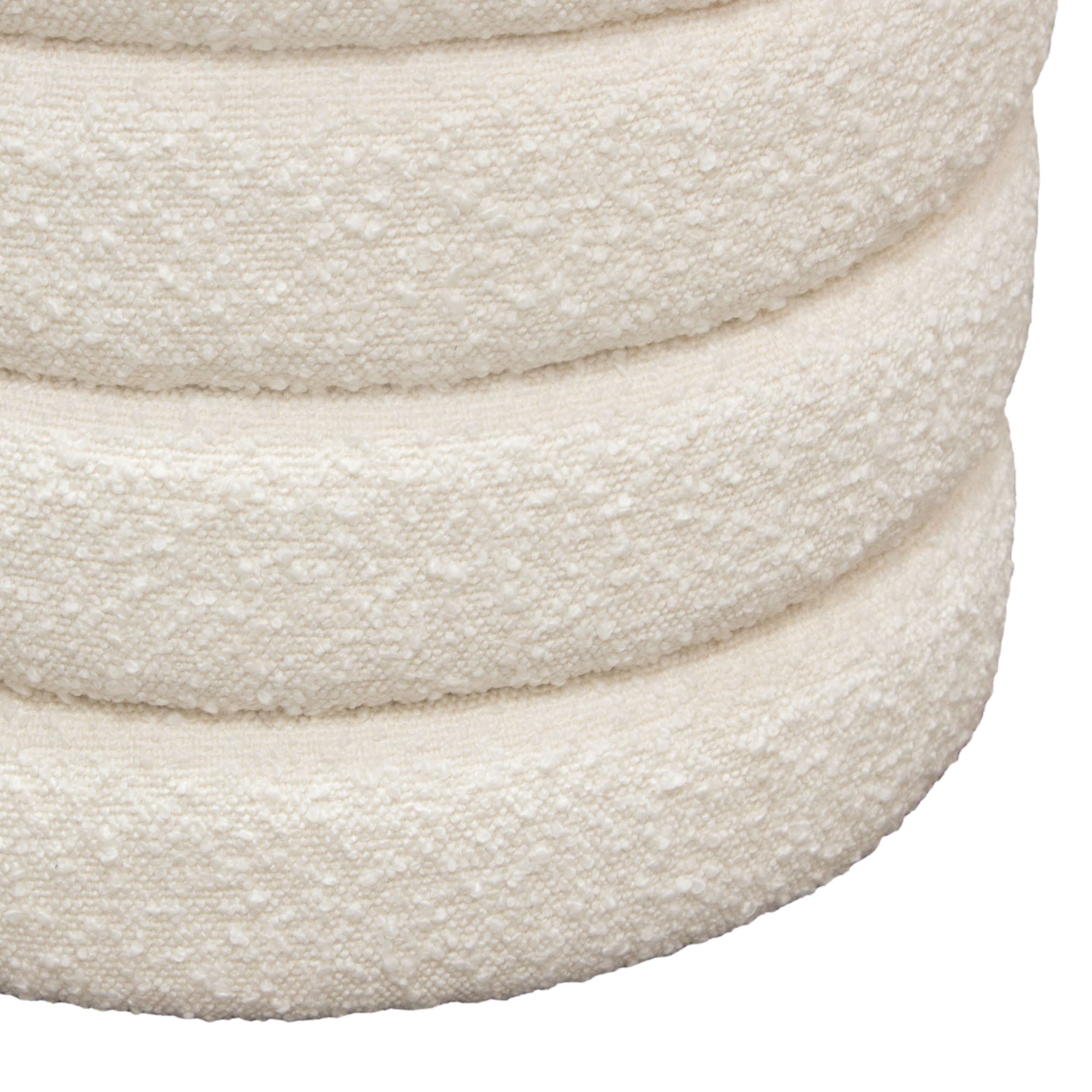 Helix Round Accent Ottoman in Ivory Boucle fabric by Diamond Sofa
