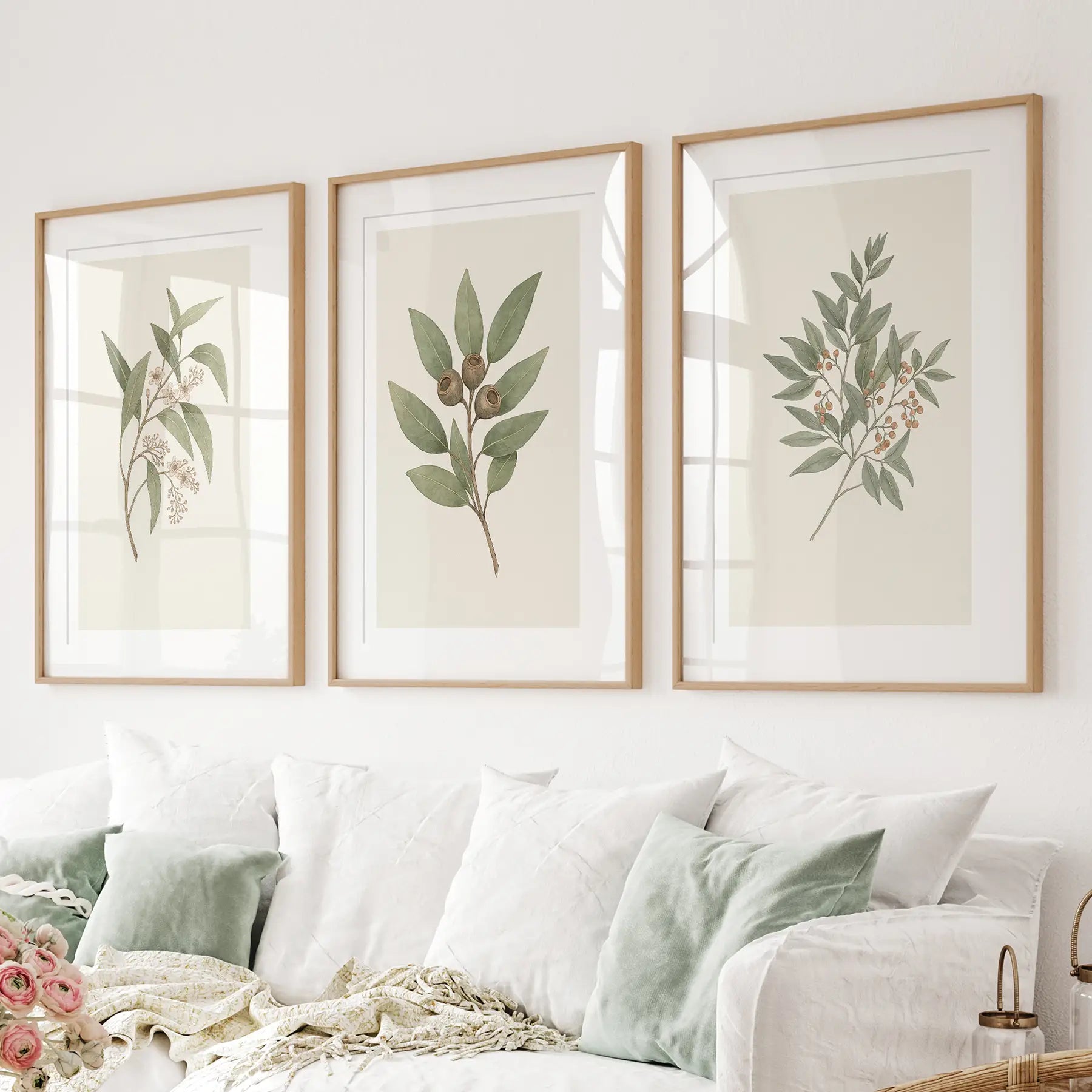 Vintage Neutral Botanical Gallery Wall Print Set