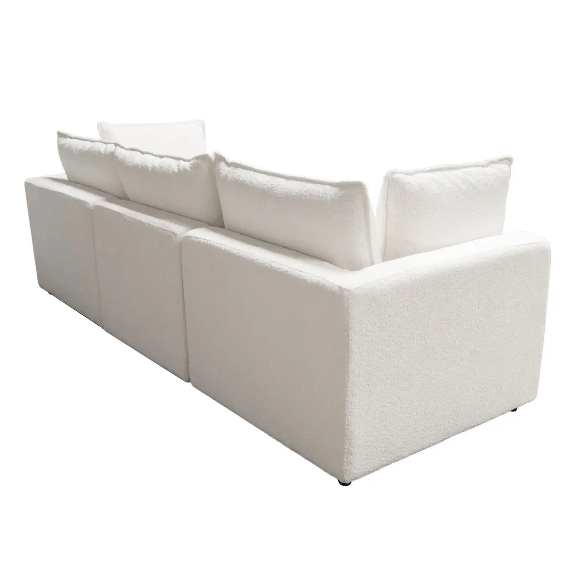 Ivy 3 Piece Modular Down Sofa – White Faux Shearling