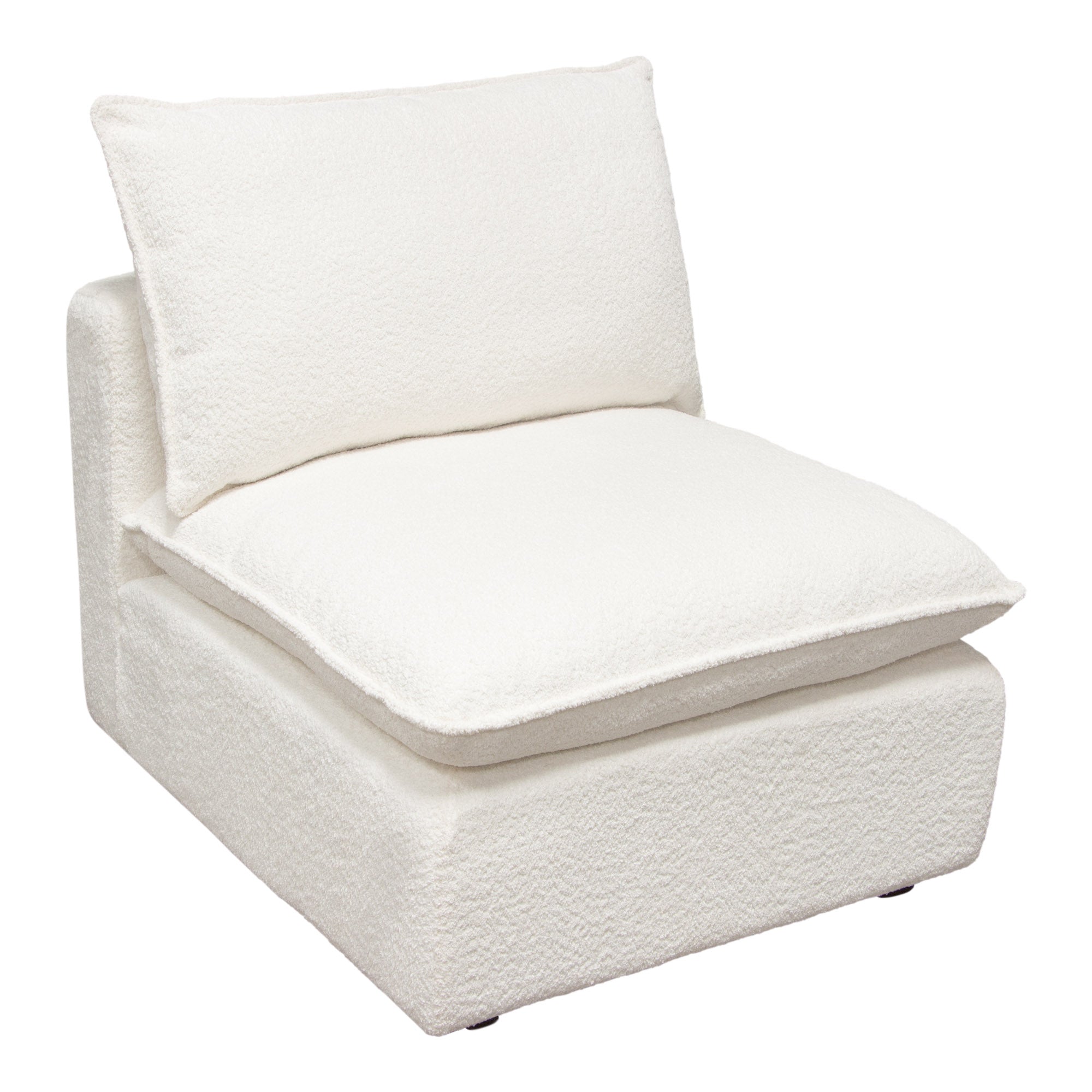 Ivy Armless Chair in White Faux Shearling w/ Feather Down Seating by Diamond Sofa