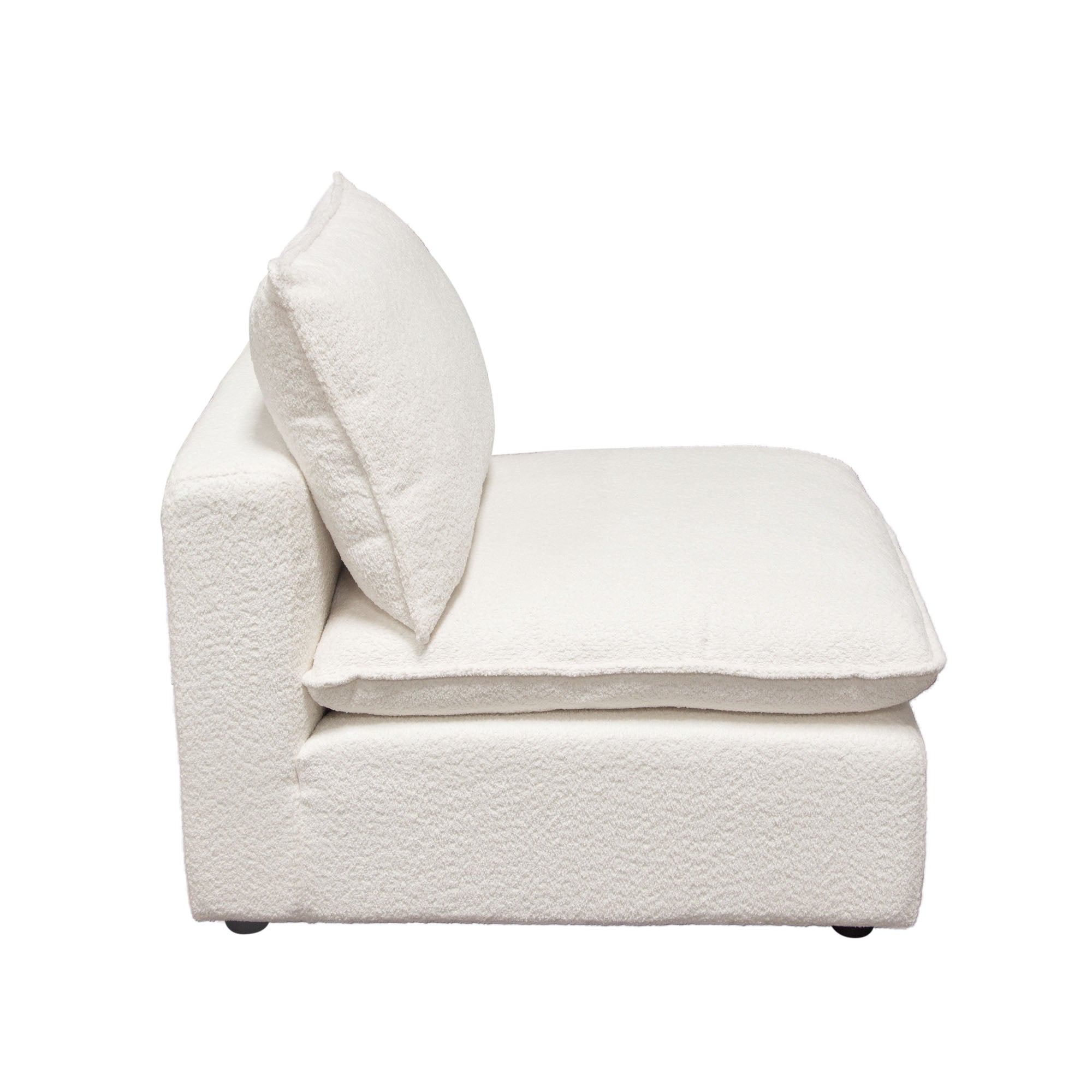 Ivy Armless Chair in White Faux Shearling w/ Feather Down Seating by Diamond Sofa