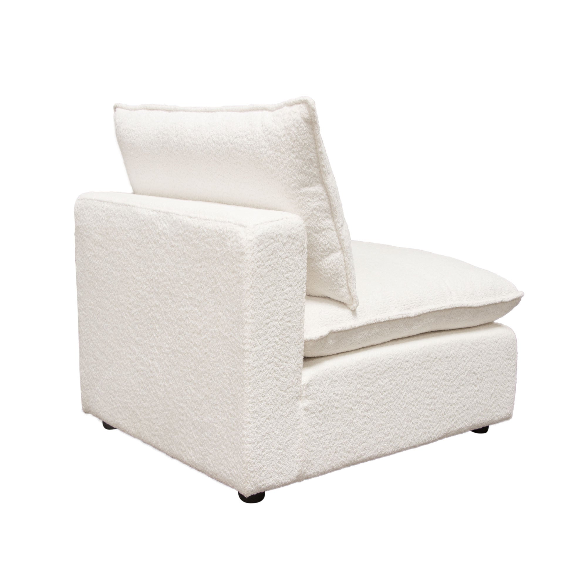 Ivy Armless Chair in White Faux Shearling w/ Feather Down Seating by Diamond Sofa