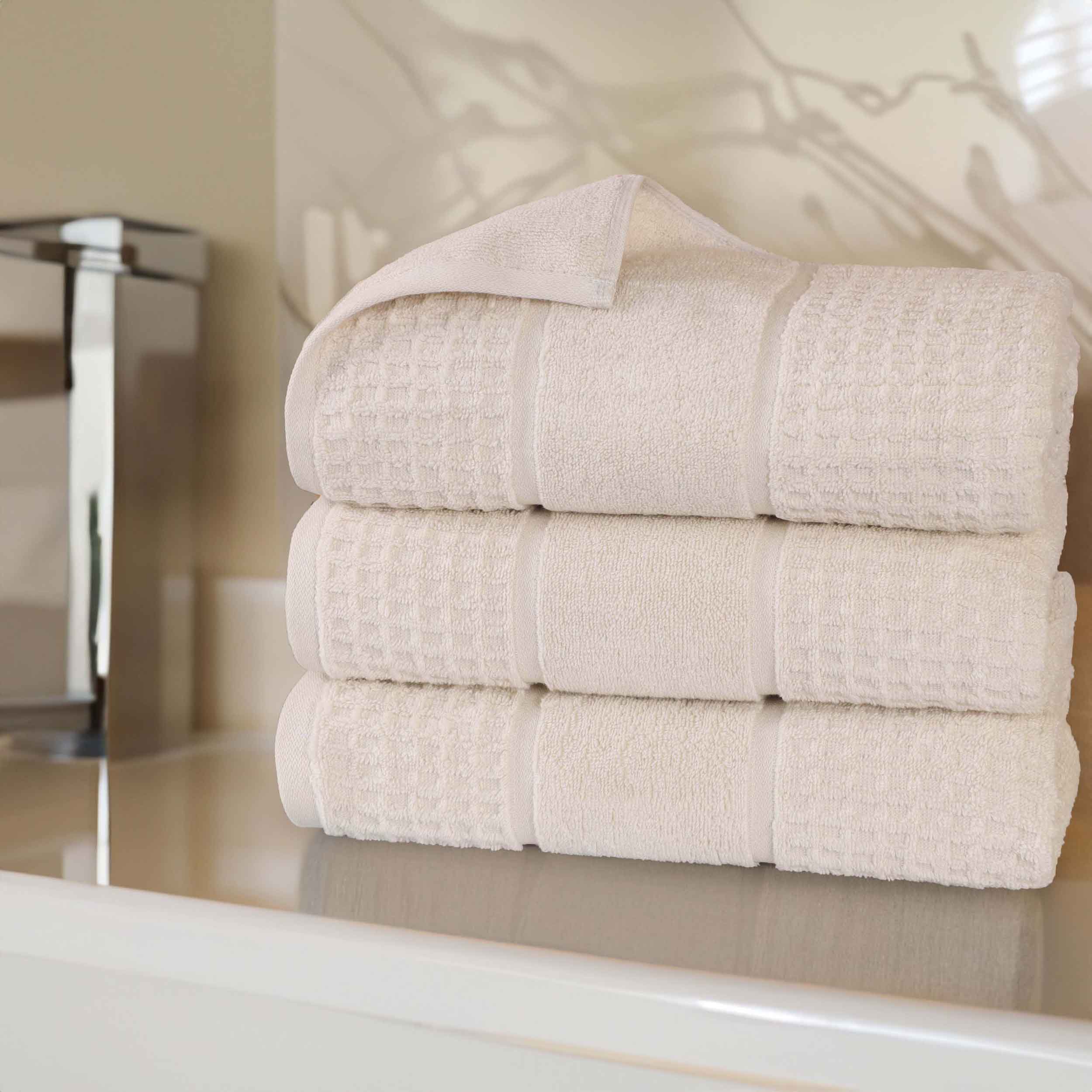 Napa Zero Twist Cotton Solid Waffle Honeycomb Bath Towel Set of 3 - Bath Towel by Superior Brand