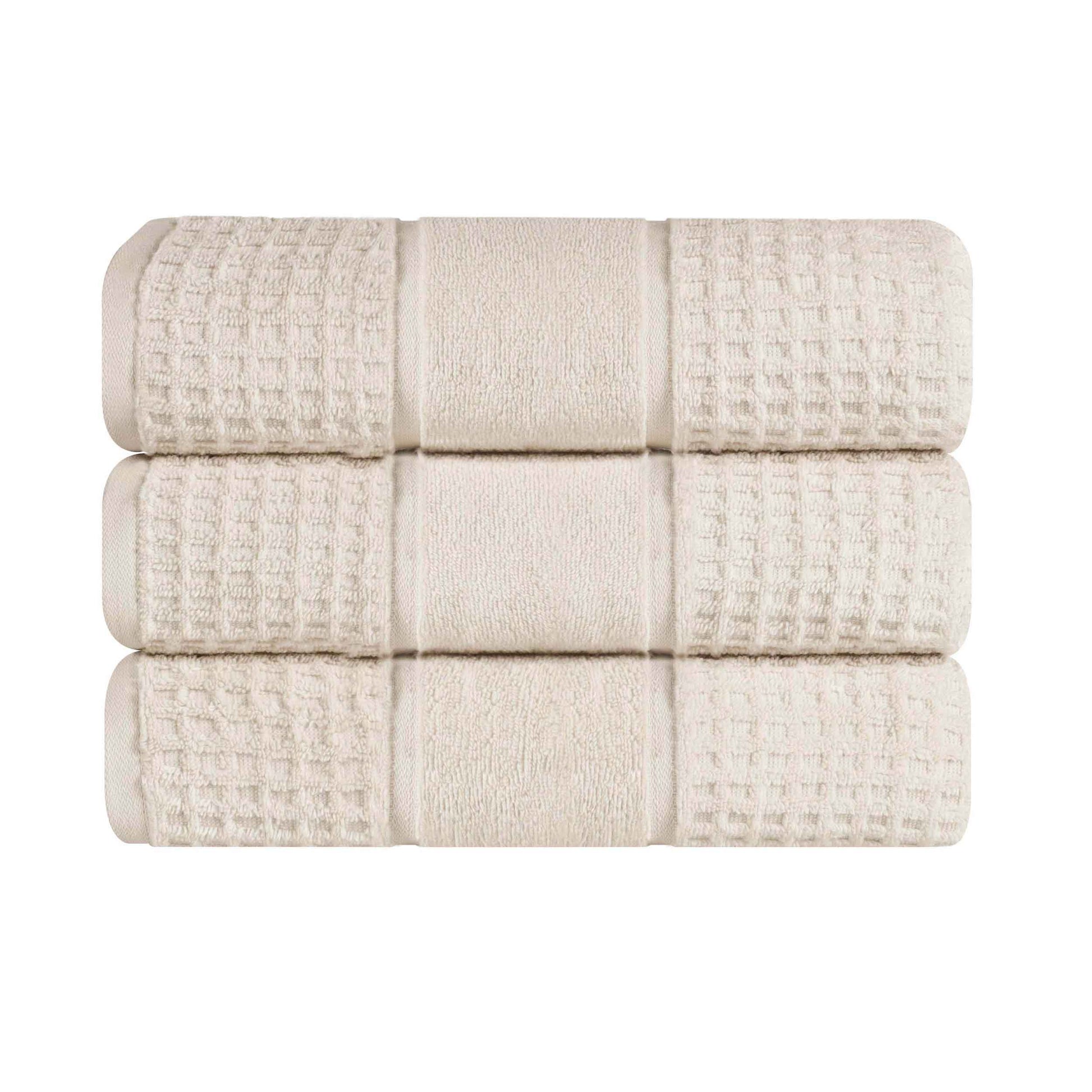 Napa Zero Twist Cotton Solid Waffle Honeycomb Bath Towel Set of 3 - Bath Towel by Superior Brand