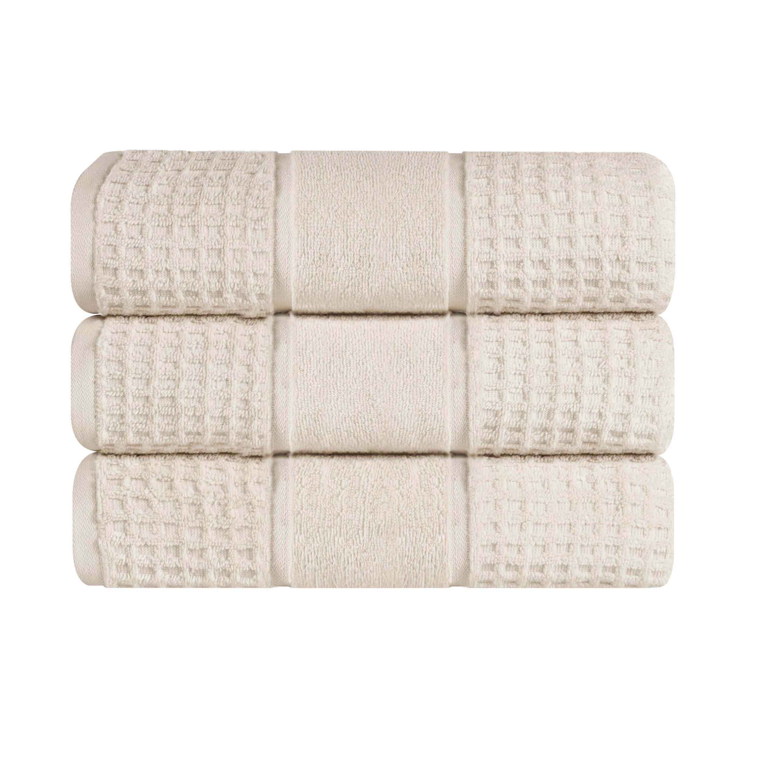 Napa Zero Twist Cotton Solid Waffle Honeycomb Bath Towel Set of 3 - Bath Towel by Superior Brand