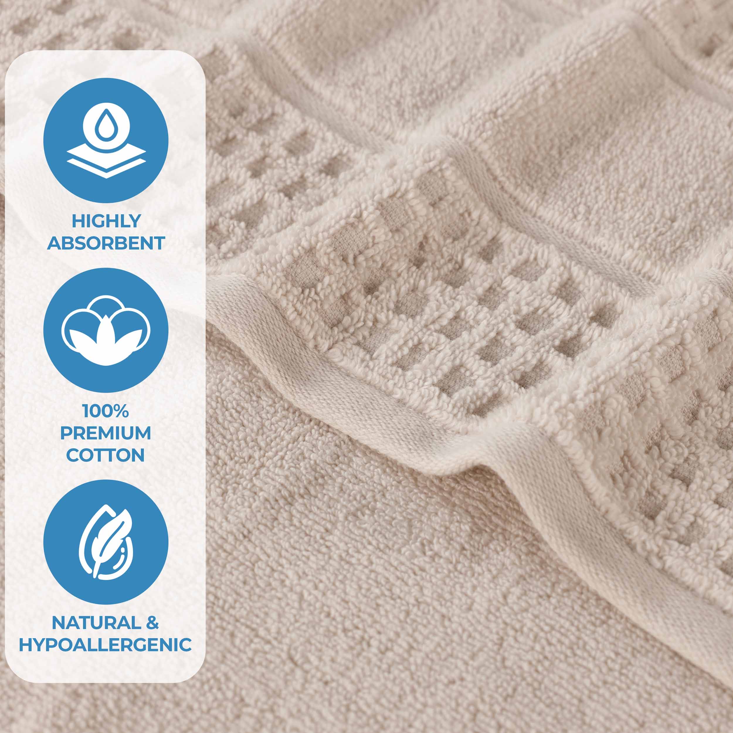 Napa Zero Twist Cotton Solid Waffle Honeycomb Bath Towel Set of 3 - Bath Towel by Superior Brand