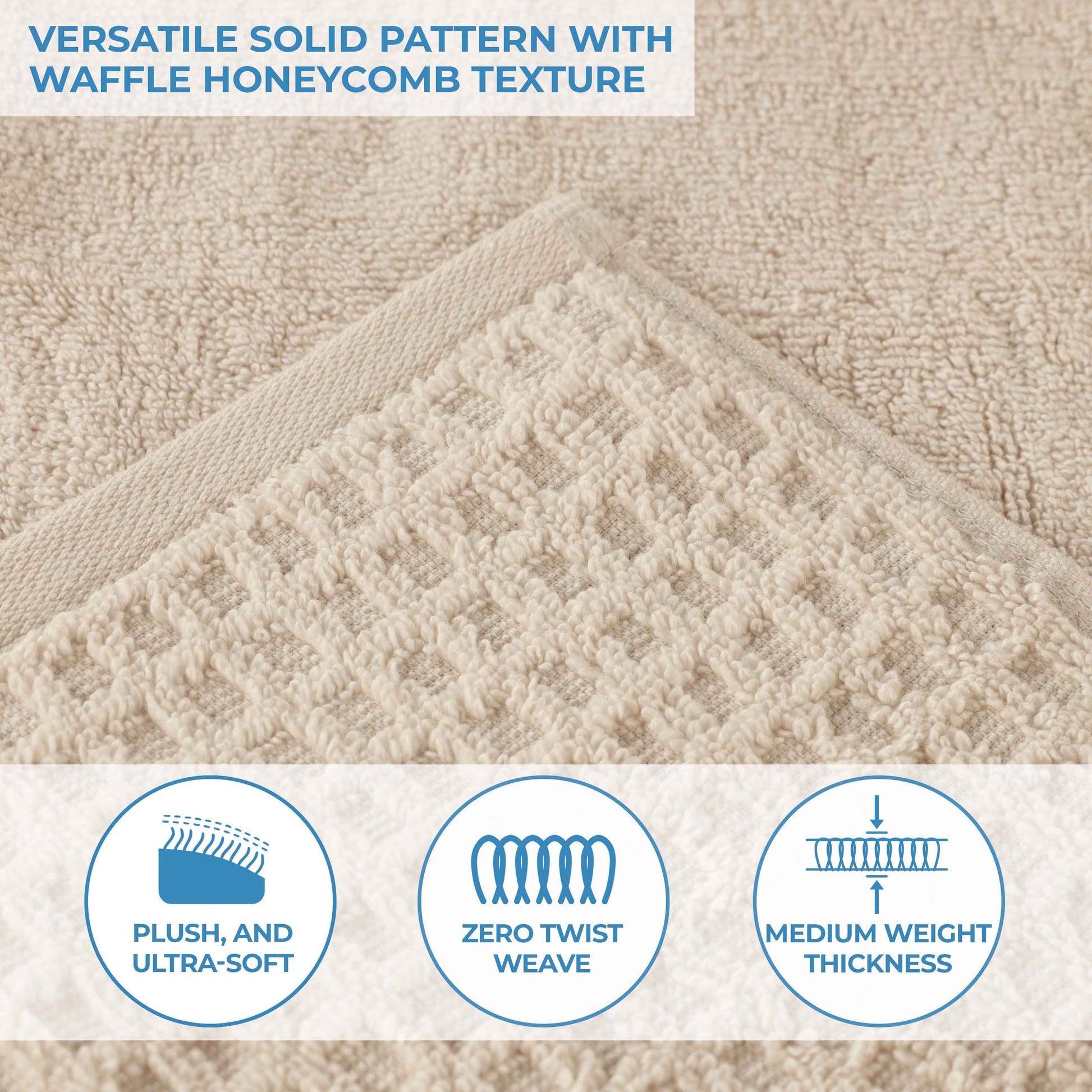 Napa Zero Twist Cotton Solid Waffle Honeycomb Bath Towel Set of 3 - Bath Towel by Superior Brand