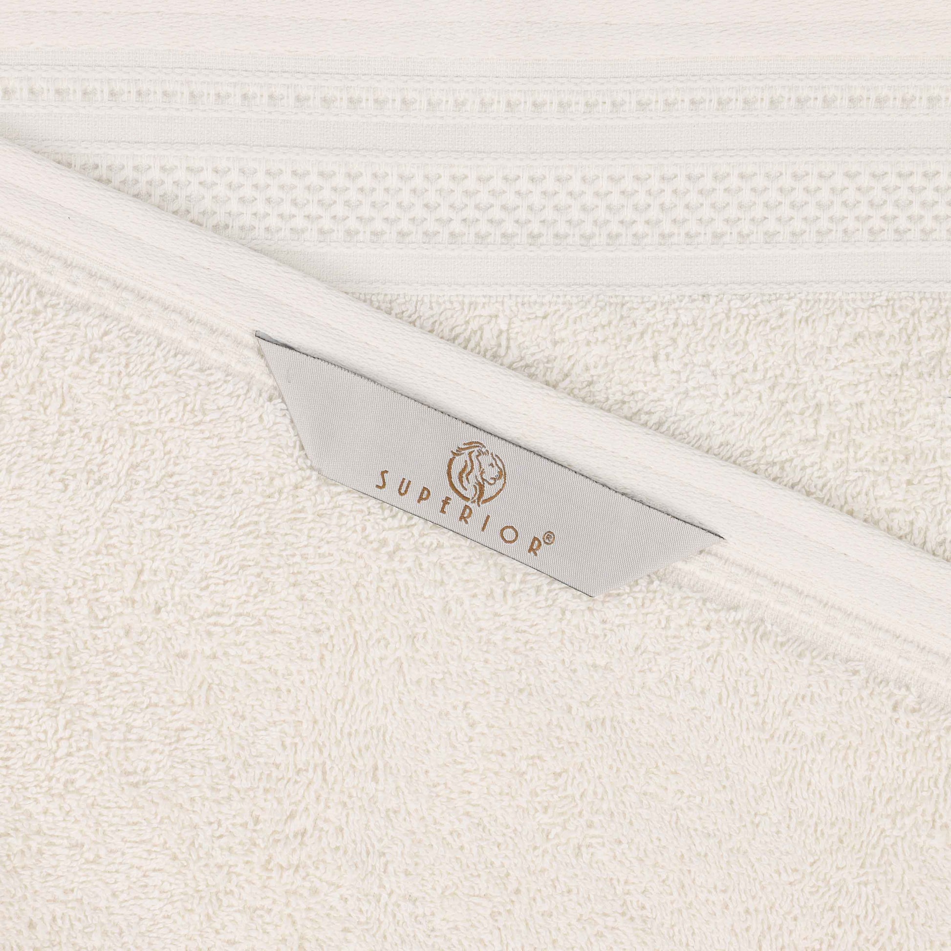 Honeycomb Textured Waffle Border Cotton Bath Towels, Set of 4 - Bath Towel by Superior Brand