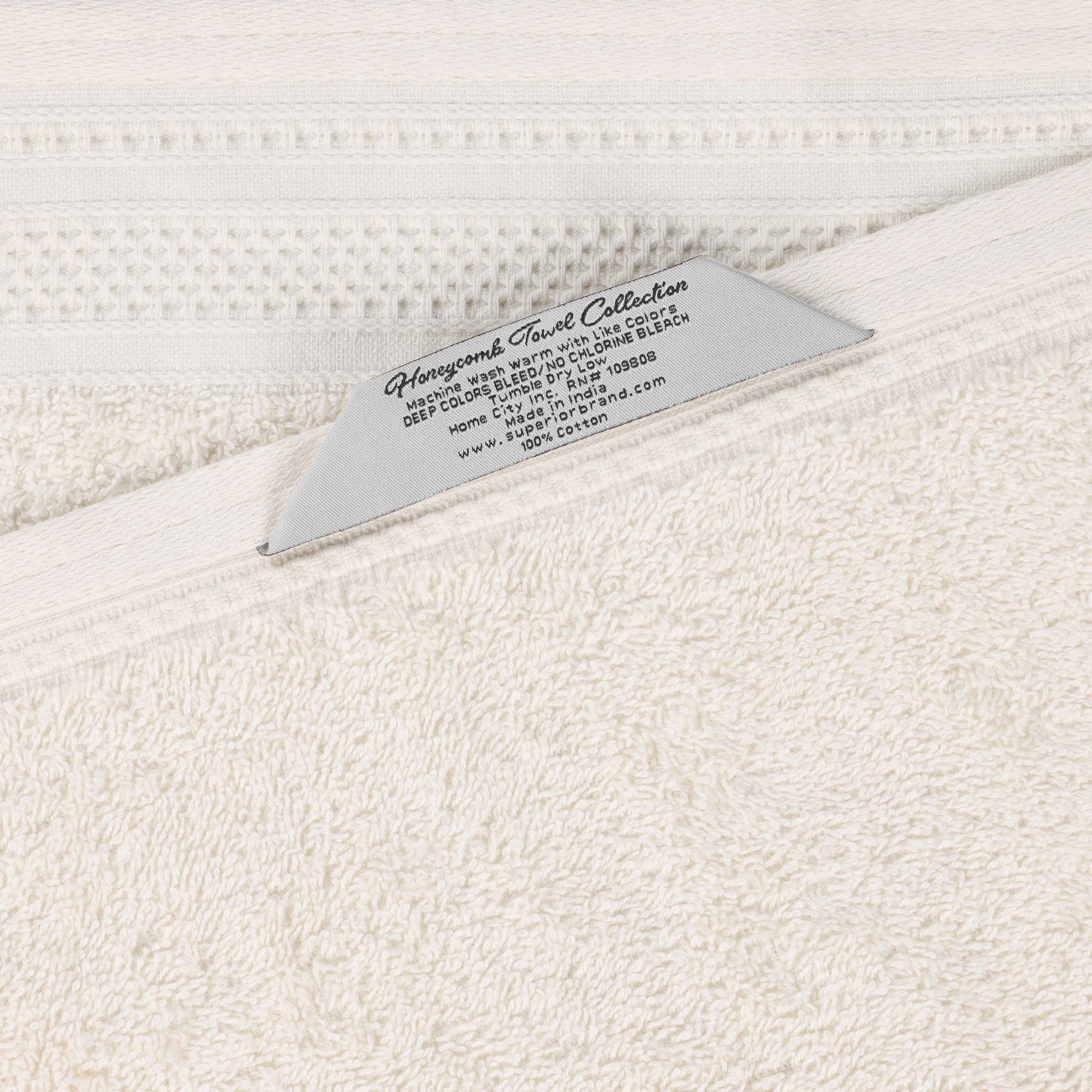 Honeycomb Textured Waffle Border Cotton Bath Towels, Set of 4 - Bath Towel by Superior Brand