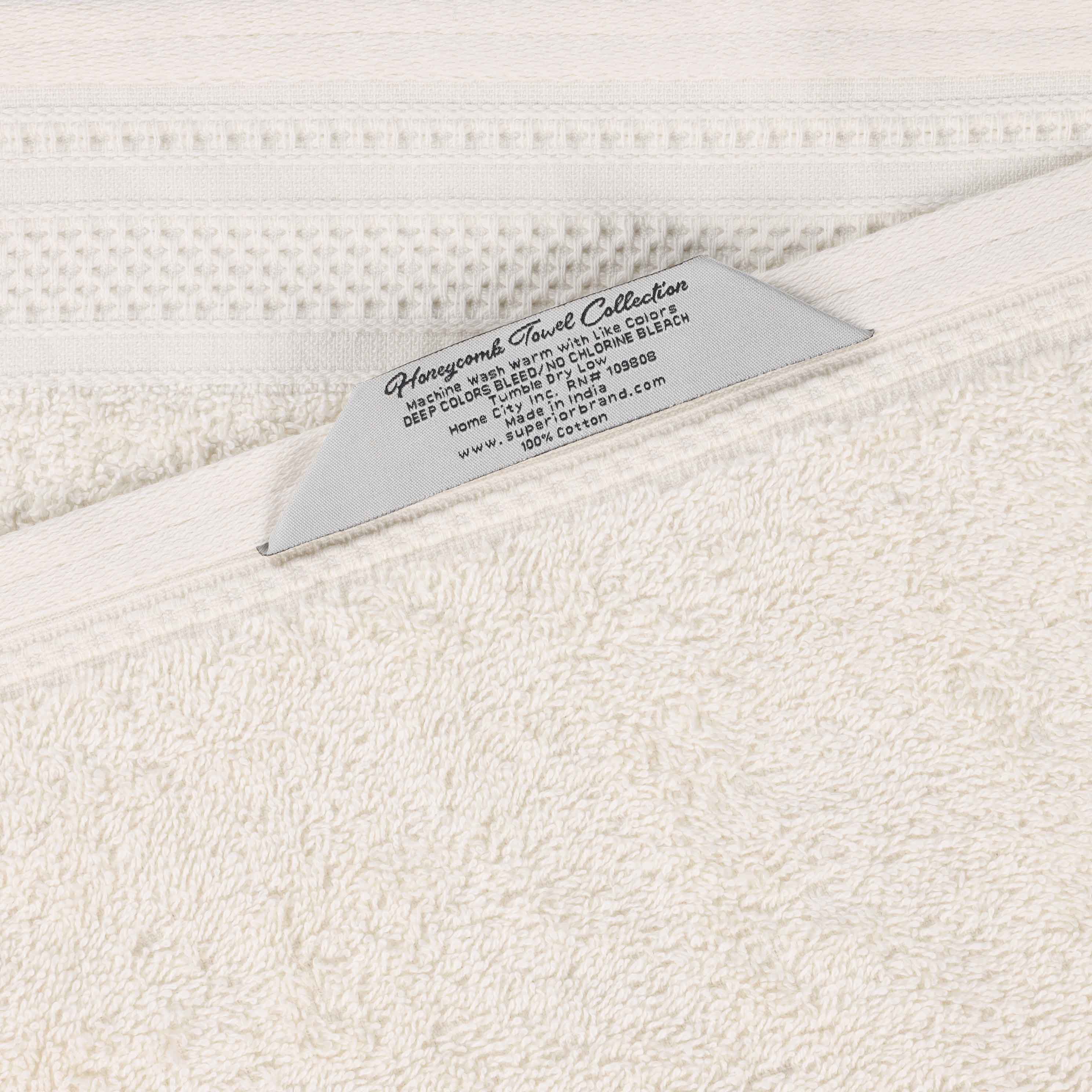 Honeycomb Textured Waffle Border Cotton Bath Towels, Set of 4 - Bath Towel by Superior Brand